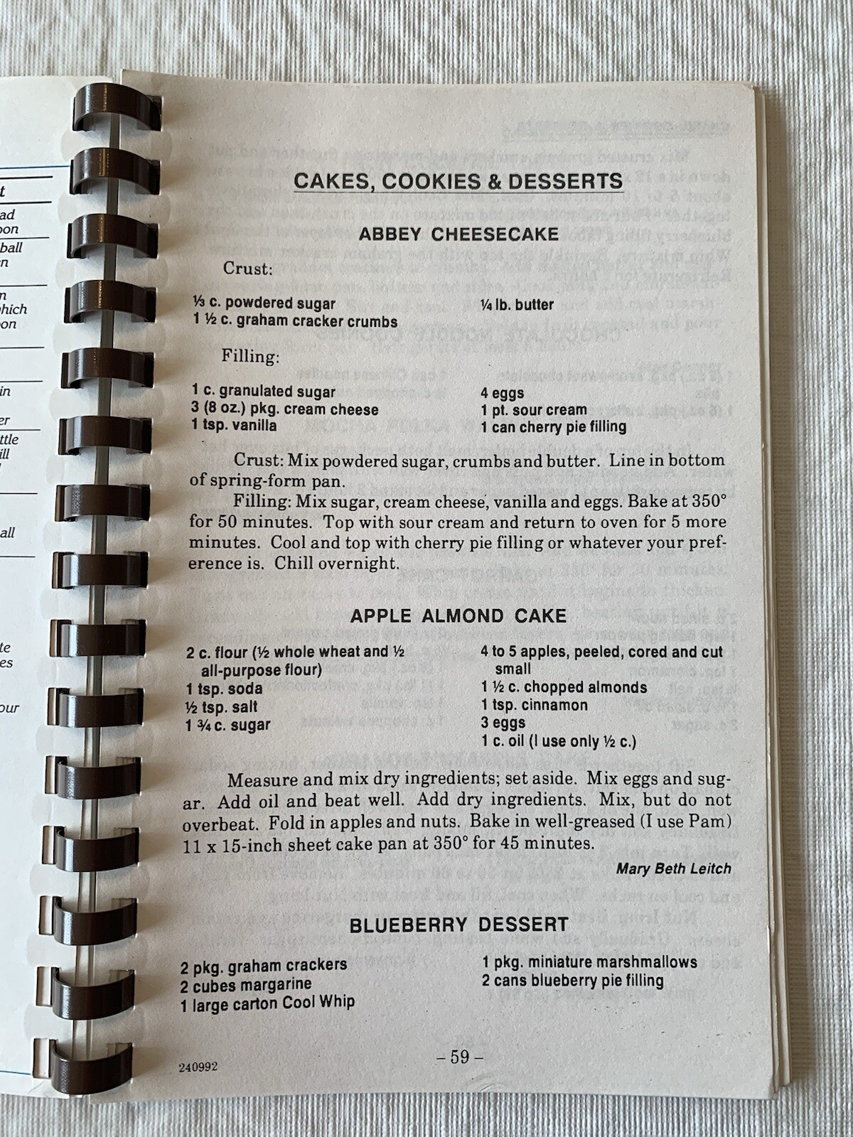 Cherished recipes Cook Book by the Mission-Aires San Diego CA. 1991?