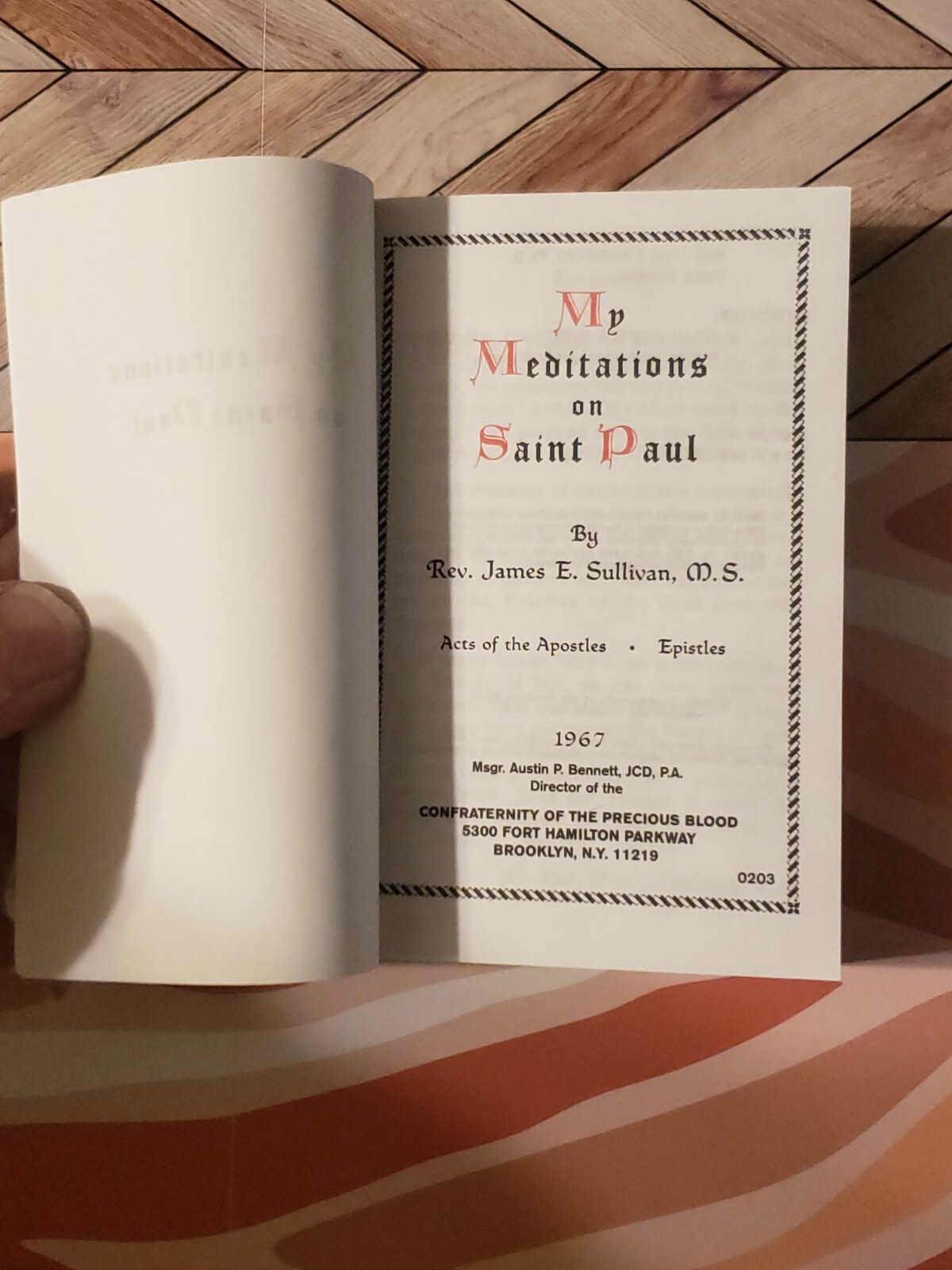MY MEDITATIONS ON SAINT PAUL, REV. JAMES E. SULLIVAN, PAPERBACK, 1967,