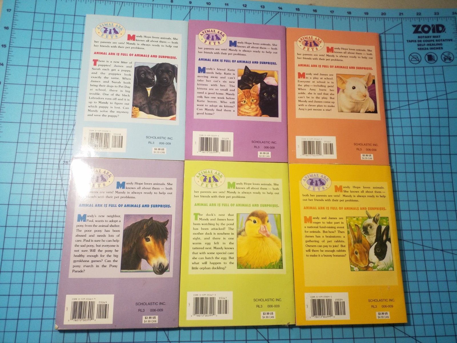 Lot of 6 ANIMAL ARK PETS Books Ben M. Baglio, 1,2,5,7,10,15 Puppy, Kitten, Pony,