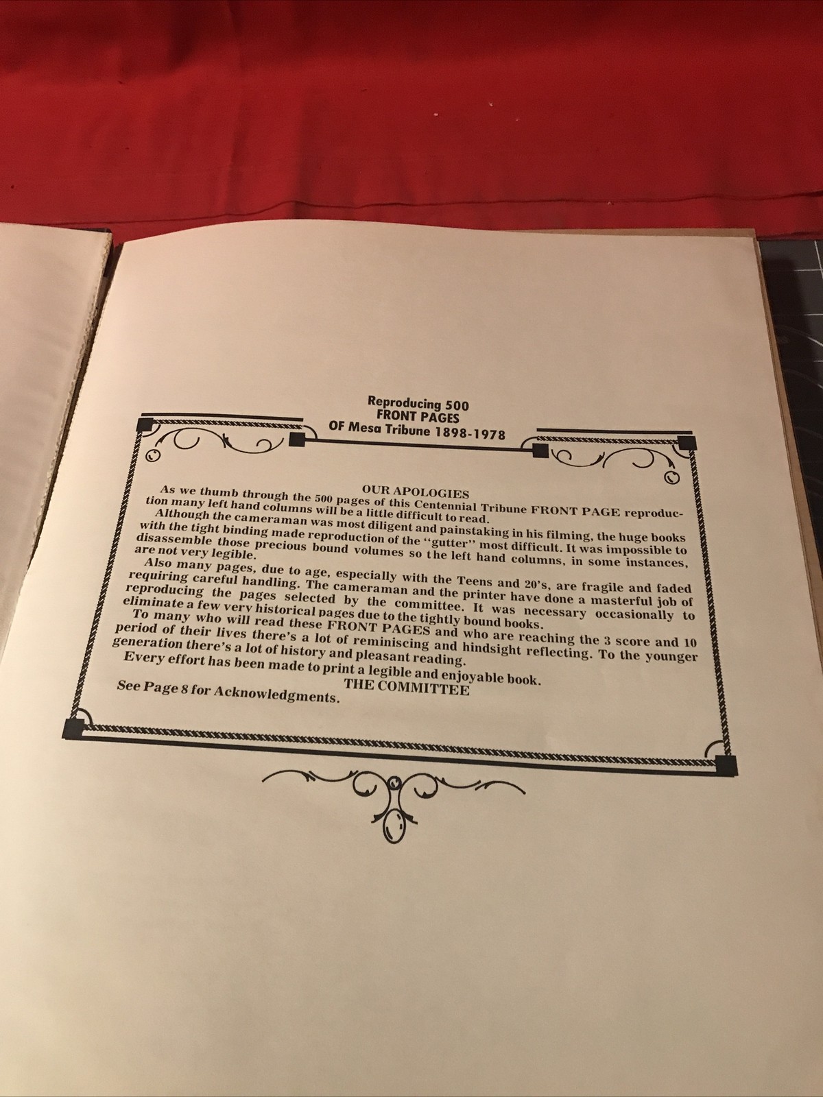 Vintage 1898-1978 Front Page Mesa Tribune Hardcover Book 500 Front Pages