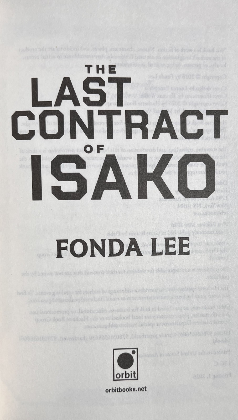 SIGNED ~ THE LAST CONTRACT OF ISAKO by Fonda Lee (2026, Hardcover) 1st/1st