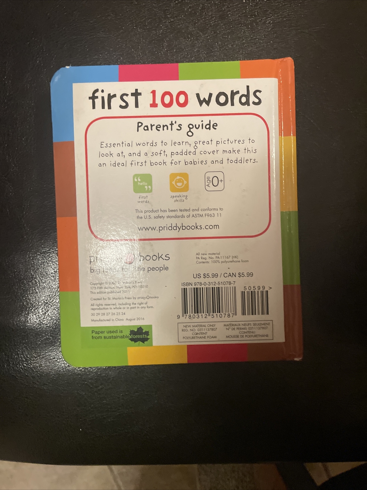 First 100 Ser.: First 100 Words : A Padded Board Book by Roger Priddy (2011,…
