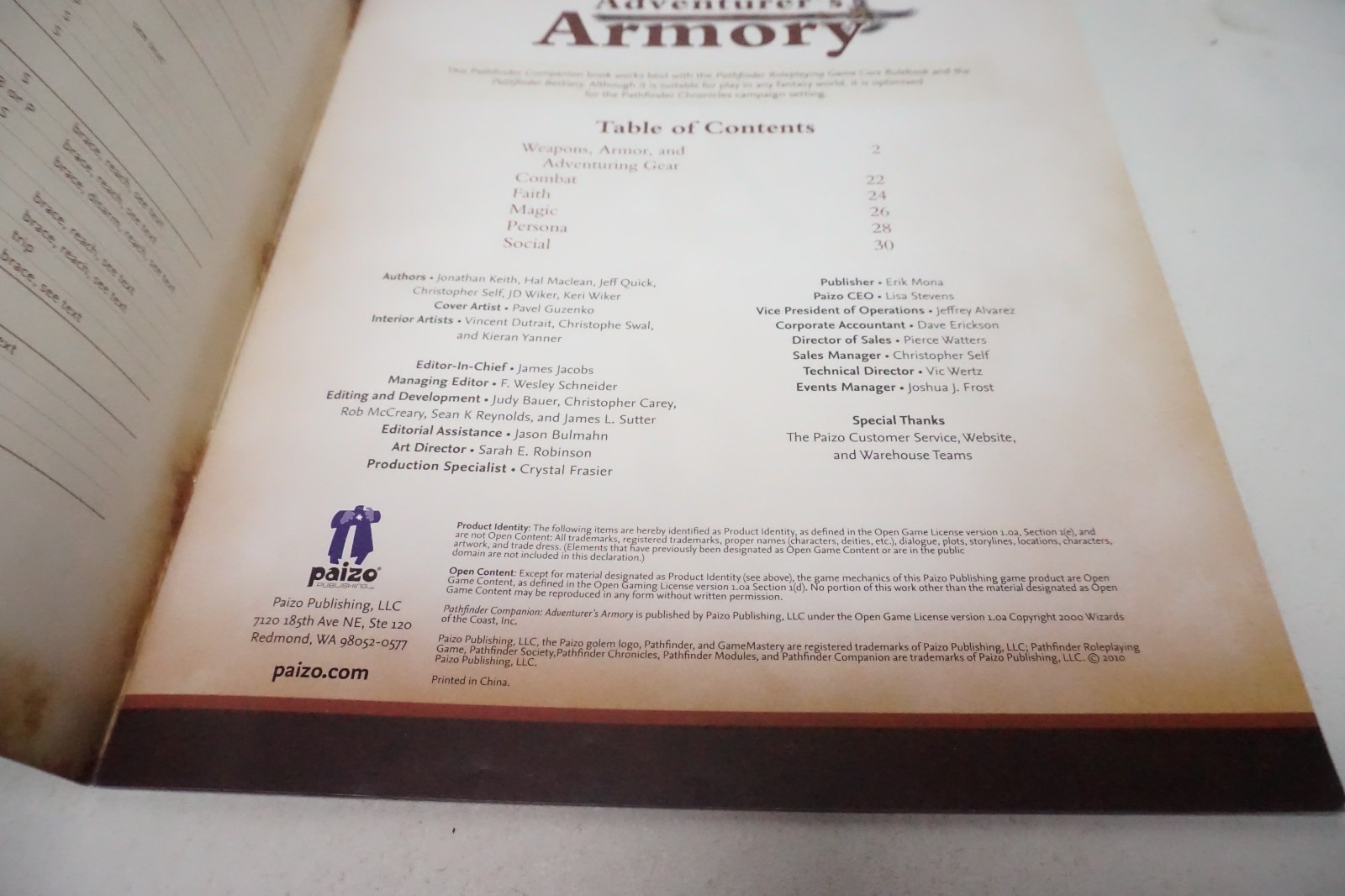 Pathfinder Companion: Adventurer’s Armory, Staff, Paizo