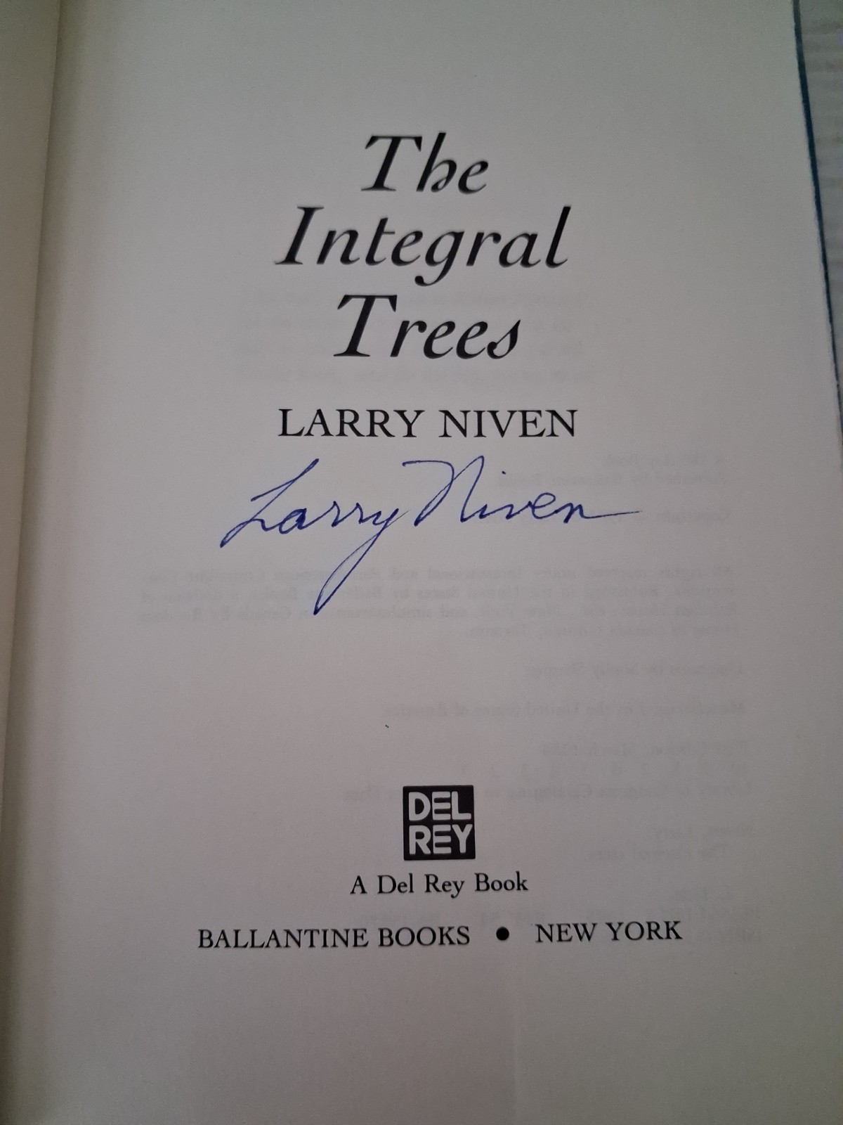 SIGNED The Integral Trees By Larry Niven Hardcover Book First Edition 1984
