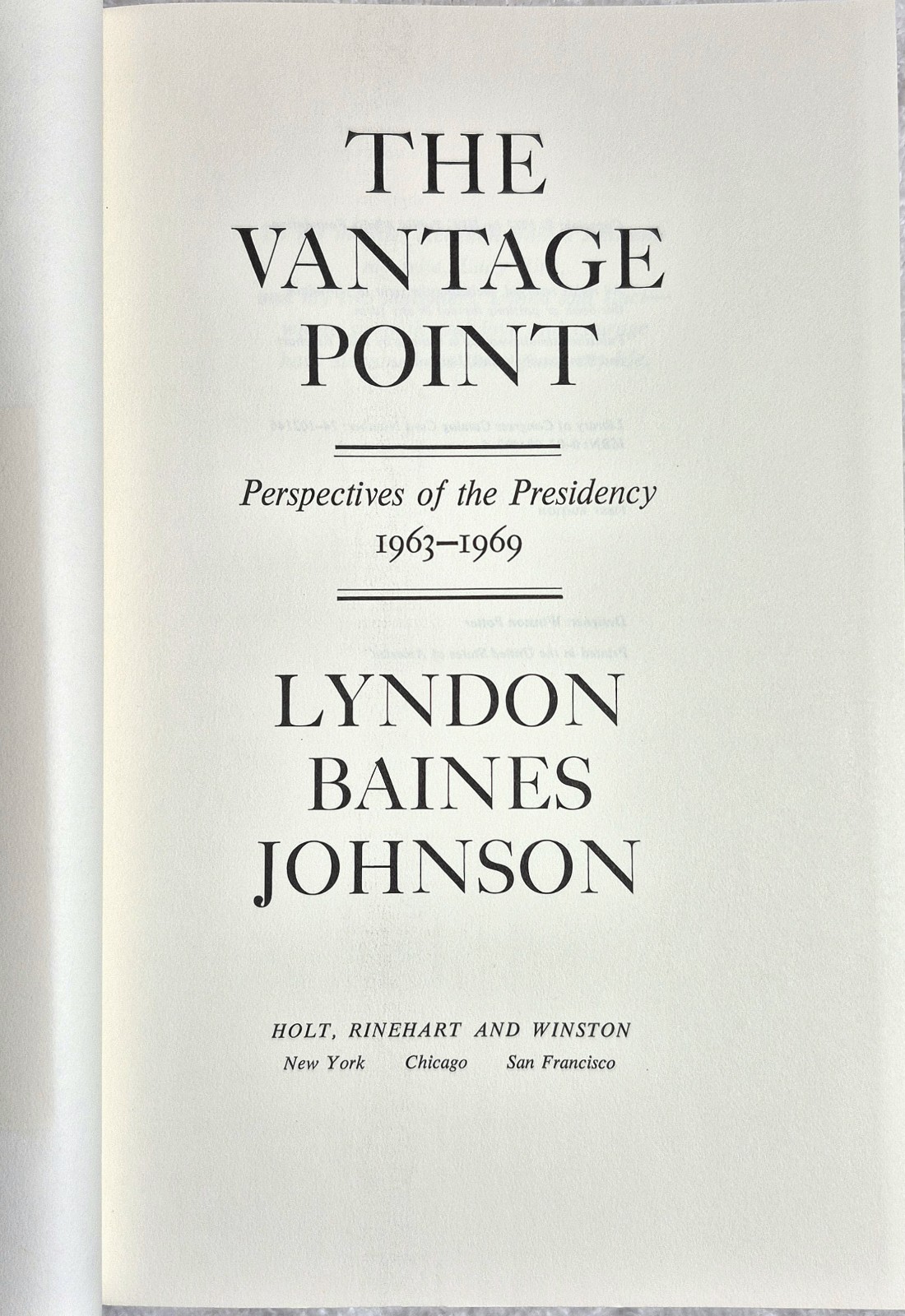 The Vantage Point • Lyndon B. Johnson (Signed • 1st Edition • 1971 • DJ) VG