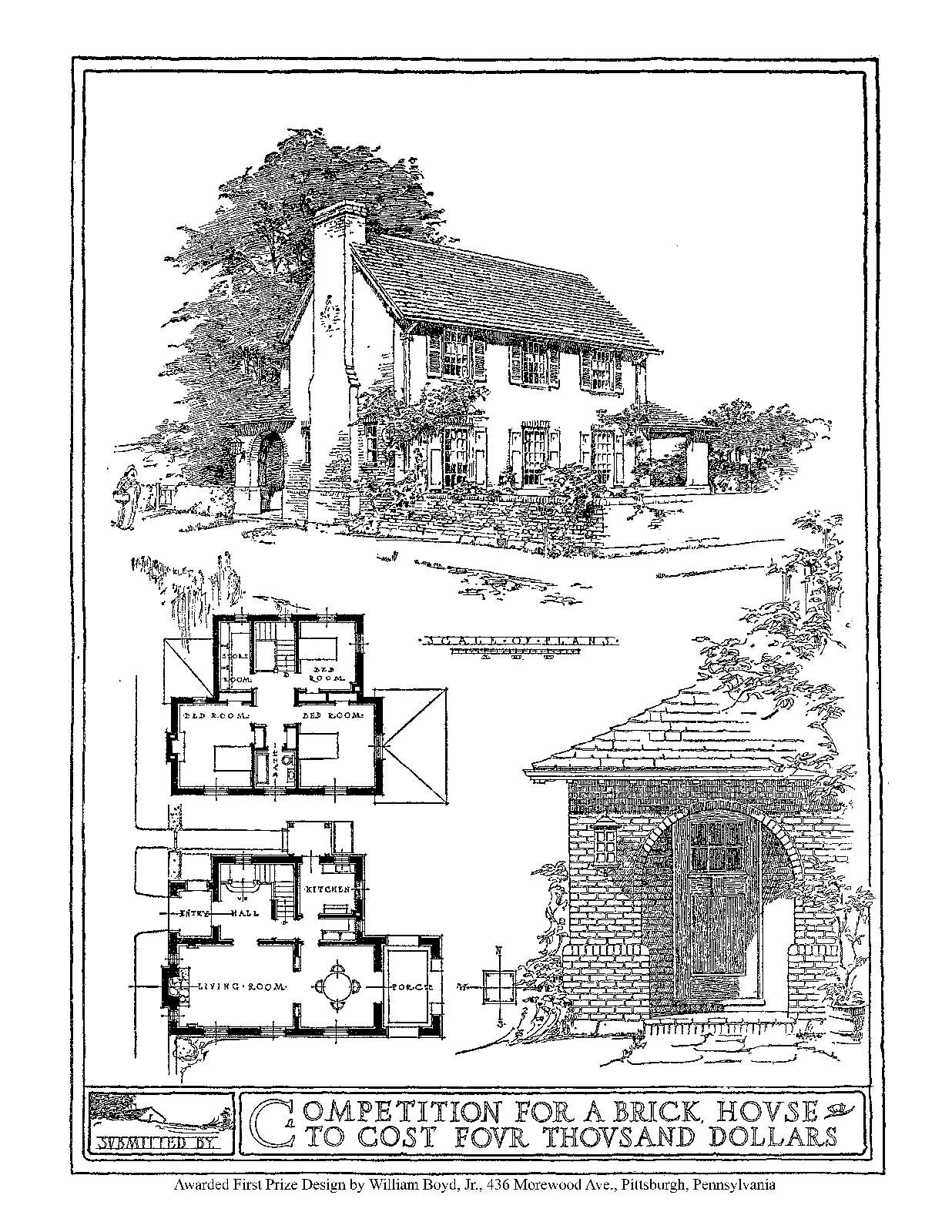 House Design Competitions Book 8 Drawings A House of Brick of Moderate Cost 1910
