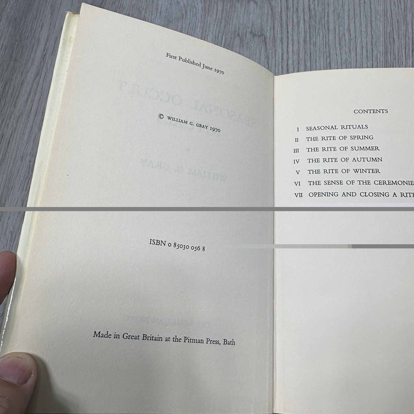 Seasonal Occult Rituals by William G. Gray Hardcover