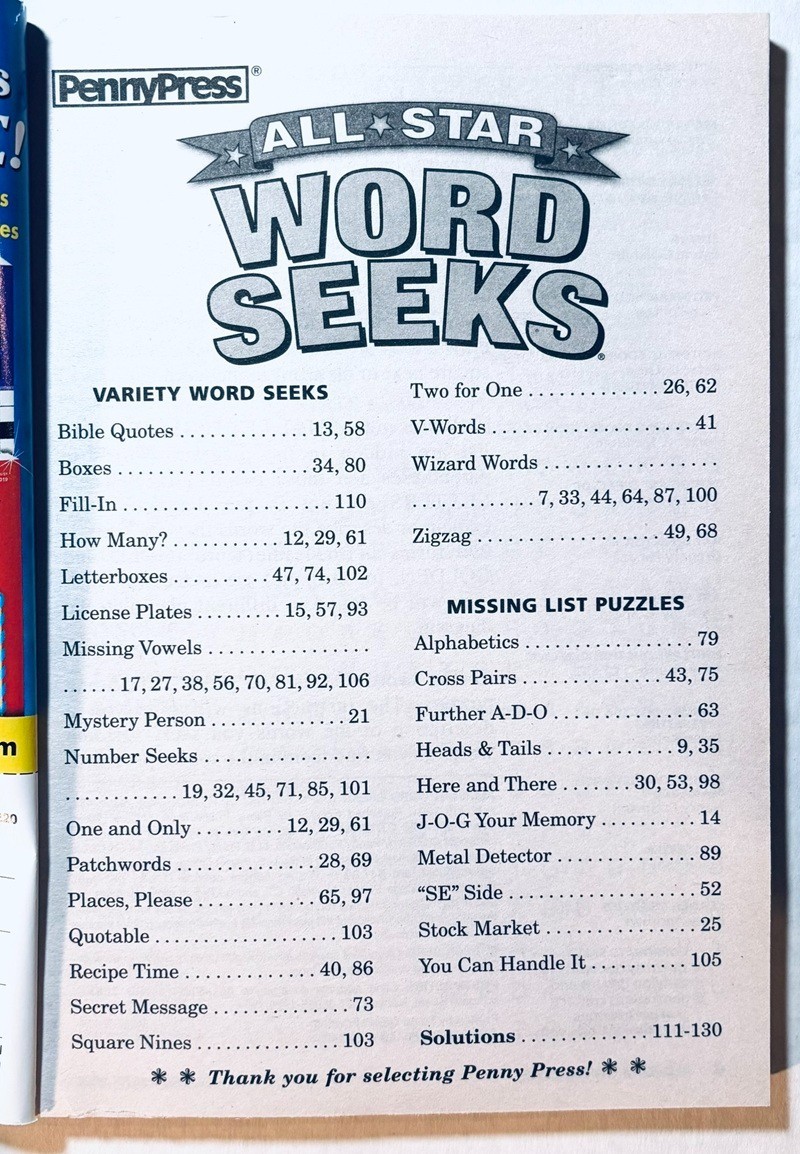 Lot of 4 Books – Word Seek/Word Search Puzzle – Penny Press/Dell – Bible, Number