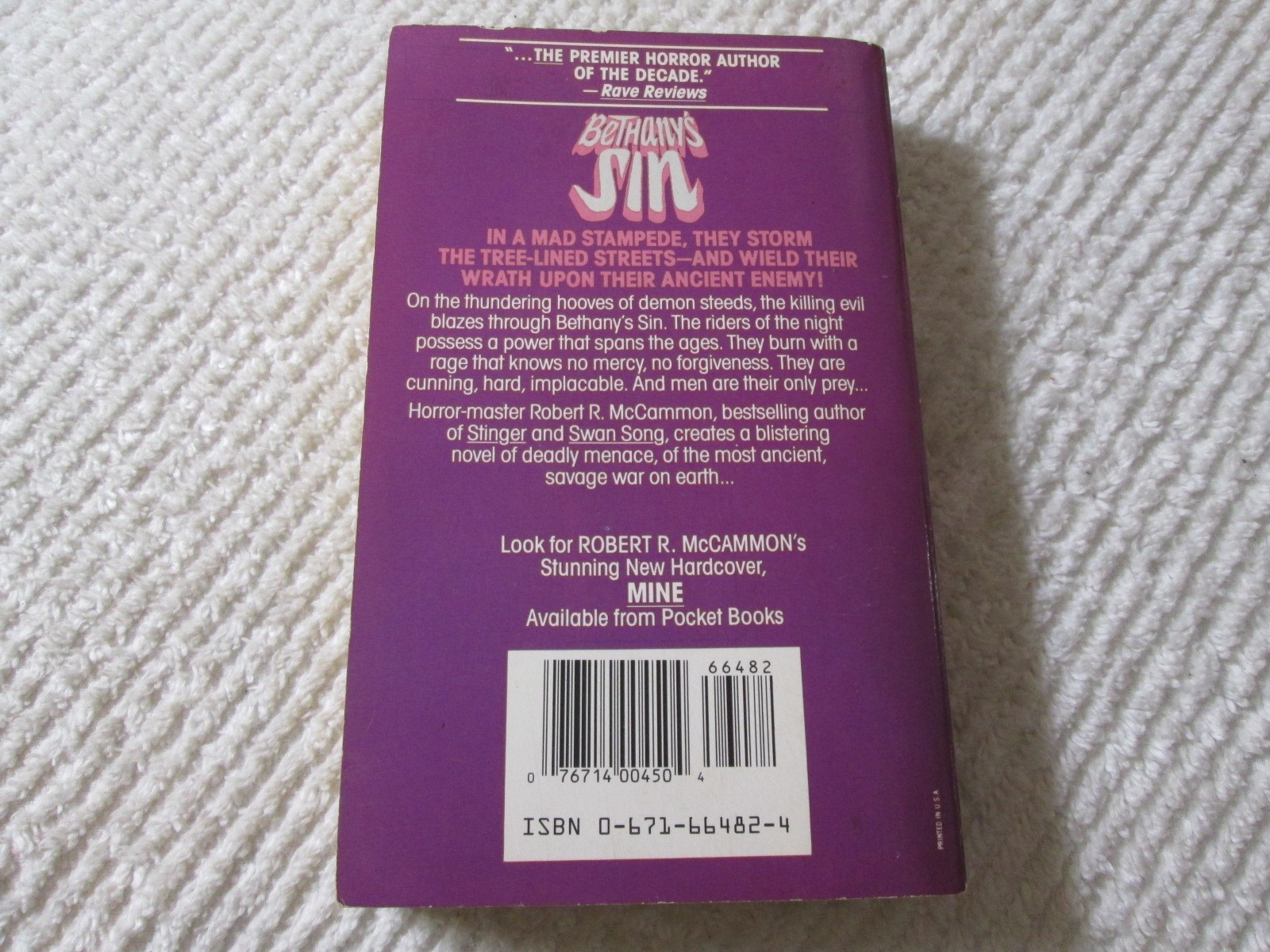 Bethany’s Sin by Robert R. McCammon Pocket Books Paperback 1988 Mass Market PB