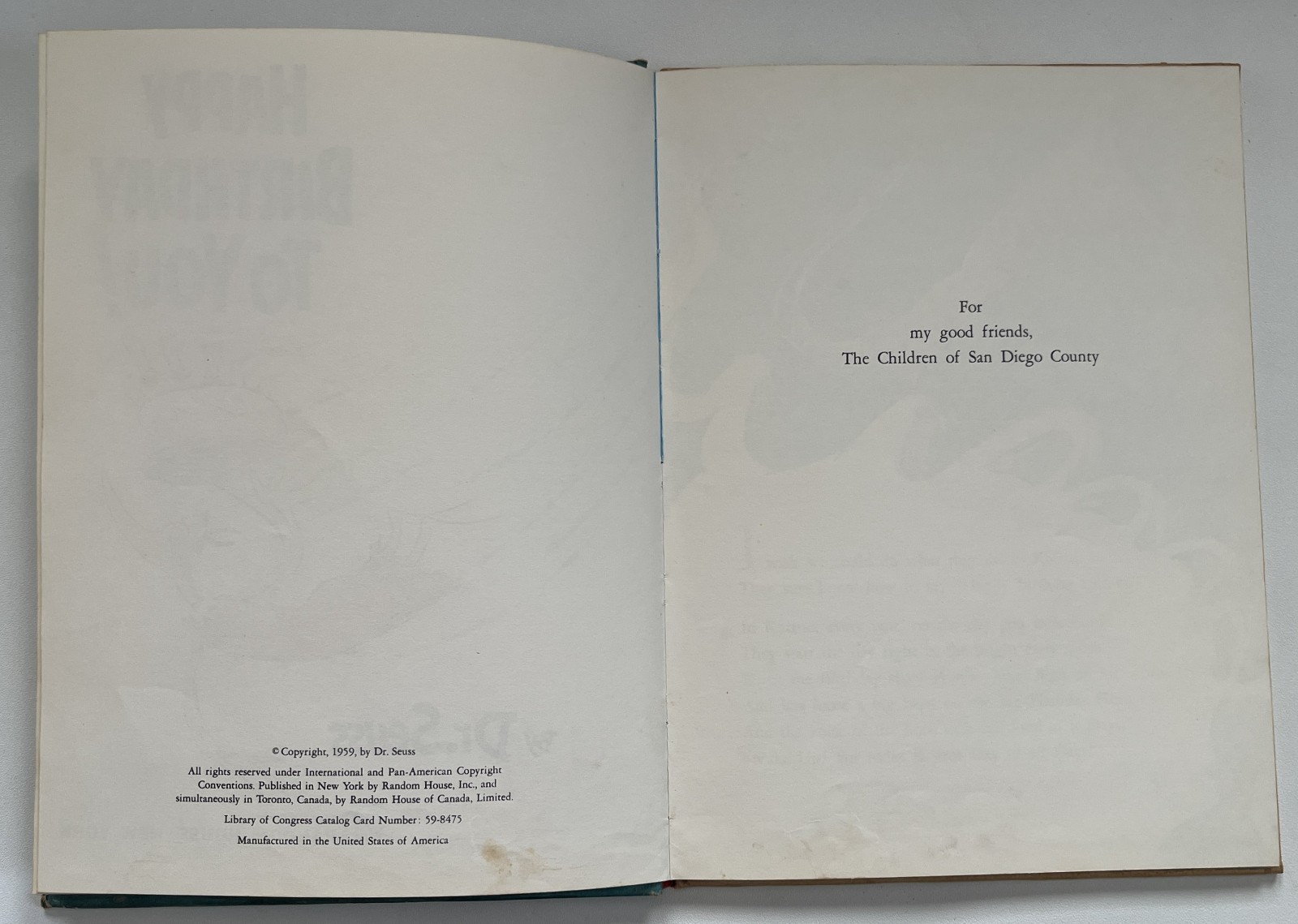 HAPPY BIRTHDAY TO YOU! by Dr. Suess Vintage Hardcover Book Copyright 1959