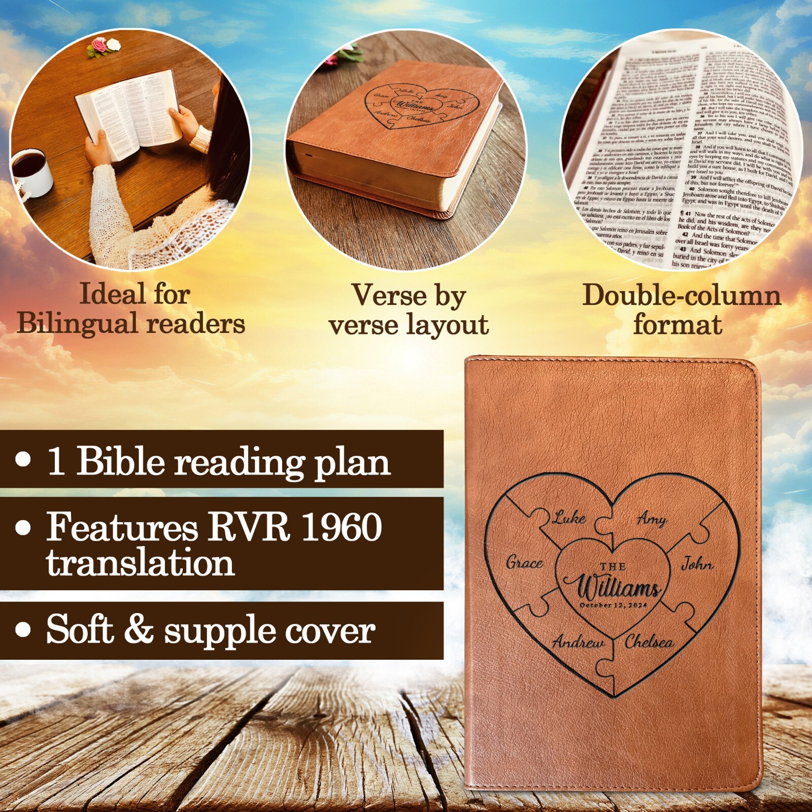 Personalized Family Bilingual Bible, Custom ESV/RVR Family Bible, Wedding Gifts