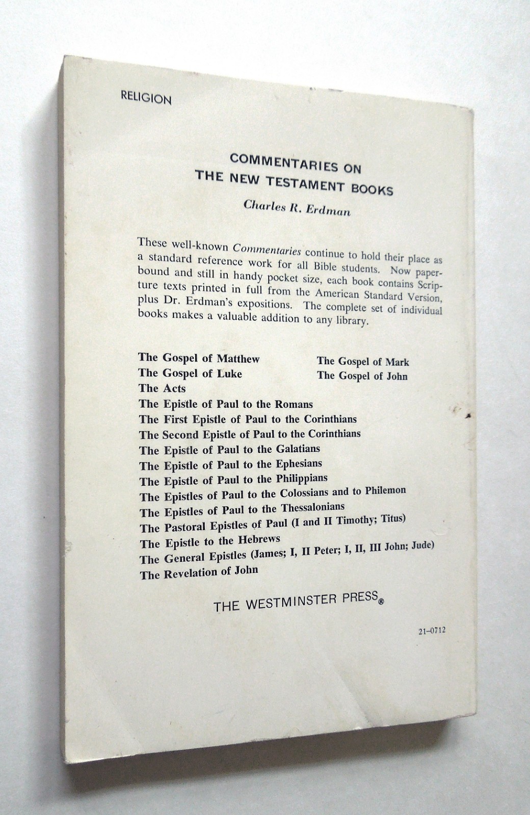 The Gospel of John – Charles R. Erdman, 1966 sc, The Westminster Press