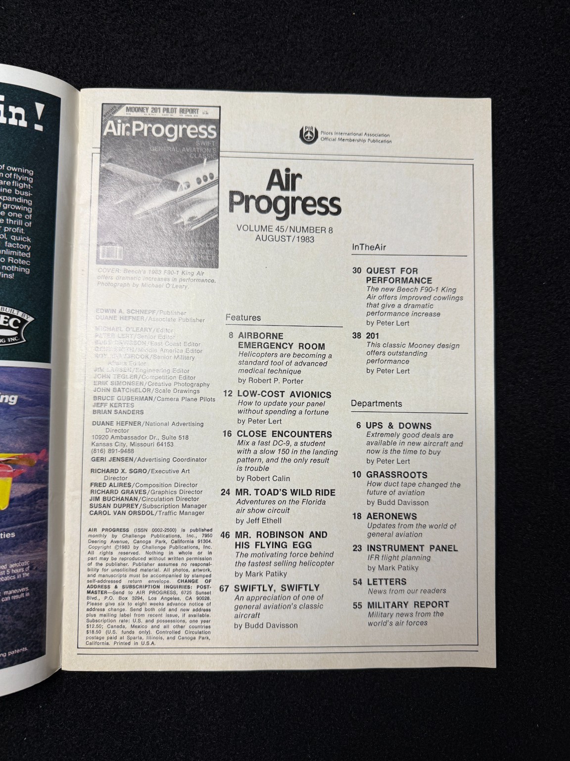 Air Progress Magazine August 1983 Swift Mooney 201 Pilot Report Aviation