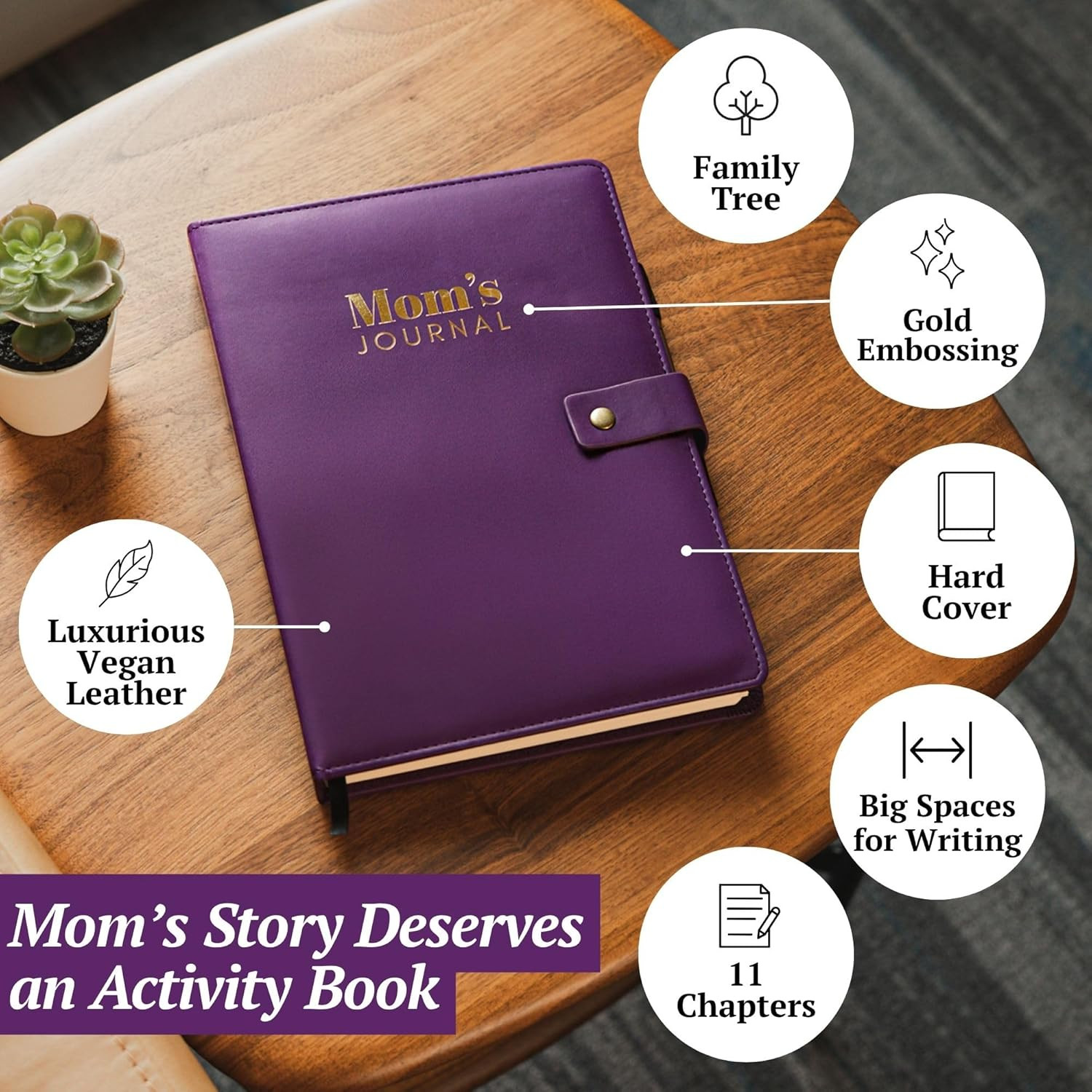 4-In-1 Mom’S Story Activity Journal (Hardcover) – 500+ Prompt Vegan Leather Acti