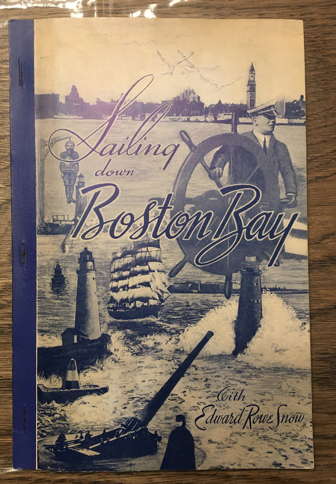 Vintage Boston MA 1941 “SAILING DOWN BOSTON BAY” Edward Rowe Snow SIGNED +4Maps