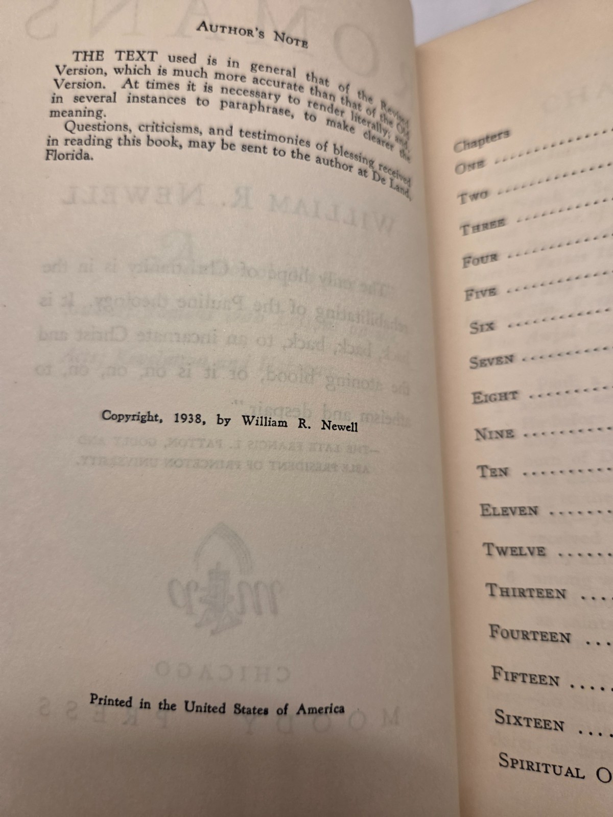 Romans: Verse by Verse William R. Newell HC/DJ, Moody Press 1938
