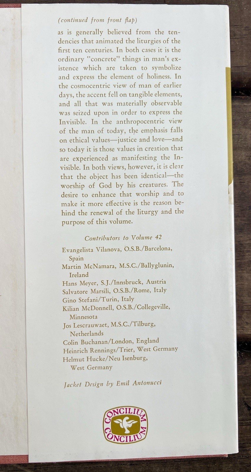 The Crisis of Liturgical Reform 1969 Liturgy CONCILIUM Vol. 42 Paulist Press HC