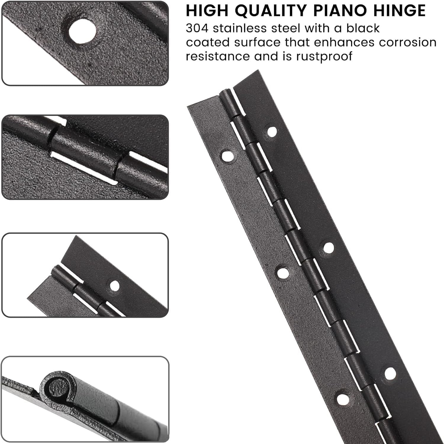 Continuous & Piano Hinges, Black Stainless Steel 304 Continuous Folding Hinges f