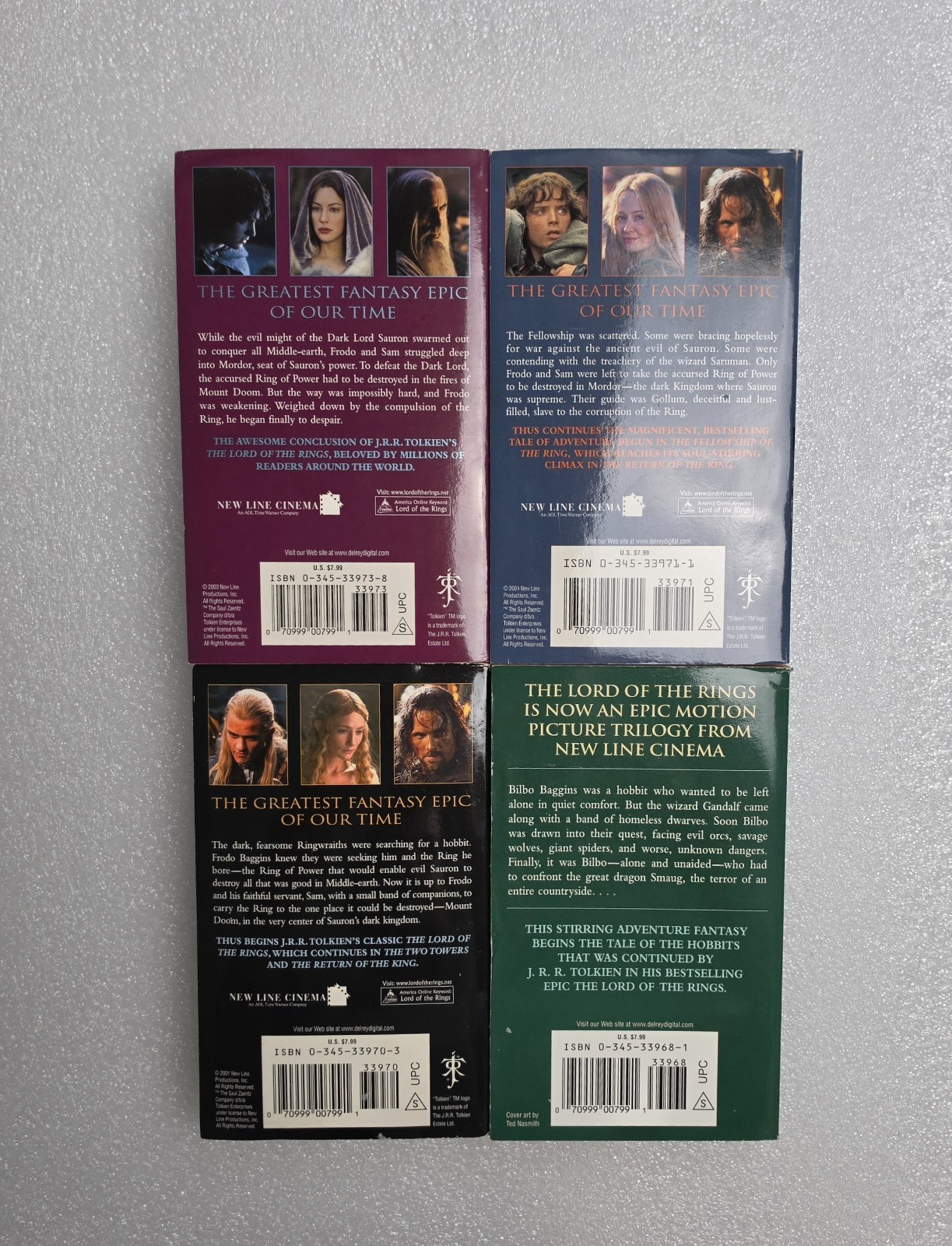 J.R.R. Tolkien Hobbit & Lord of the Rings 4 Book Box Set Del Rey Paperback LOTR