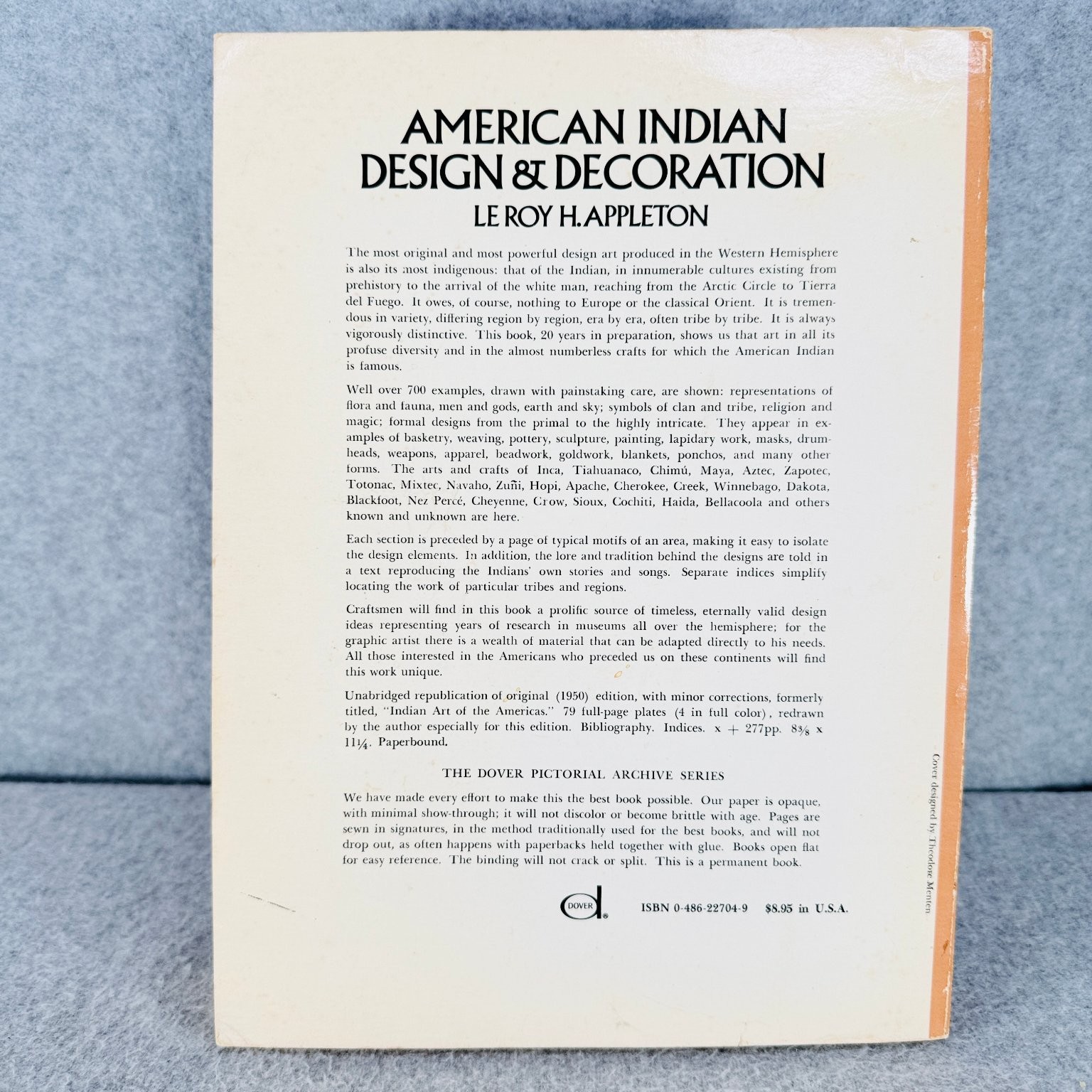 American Indian Design & Decoration Appleton 1971 Dover Edition Art History Book