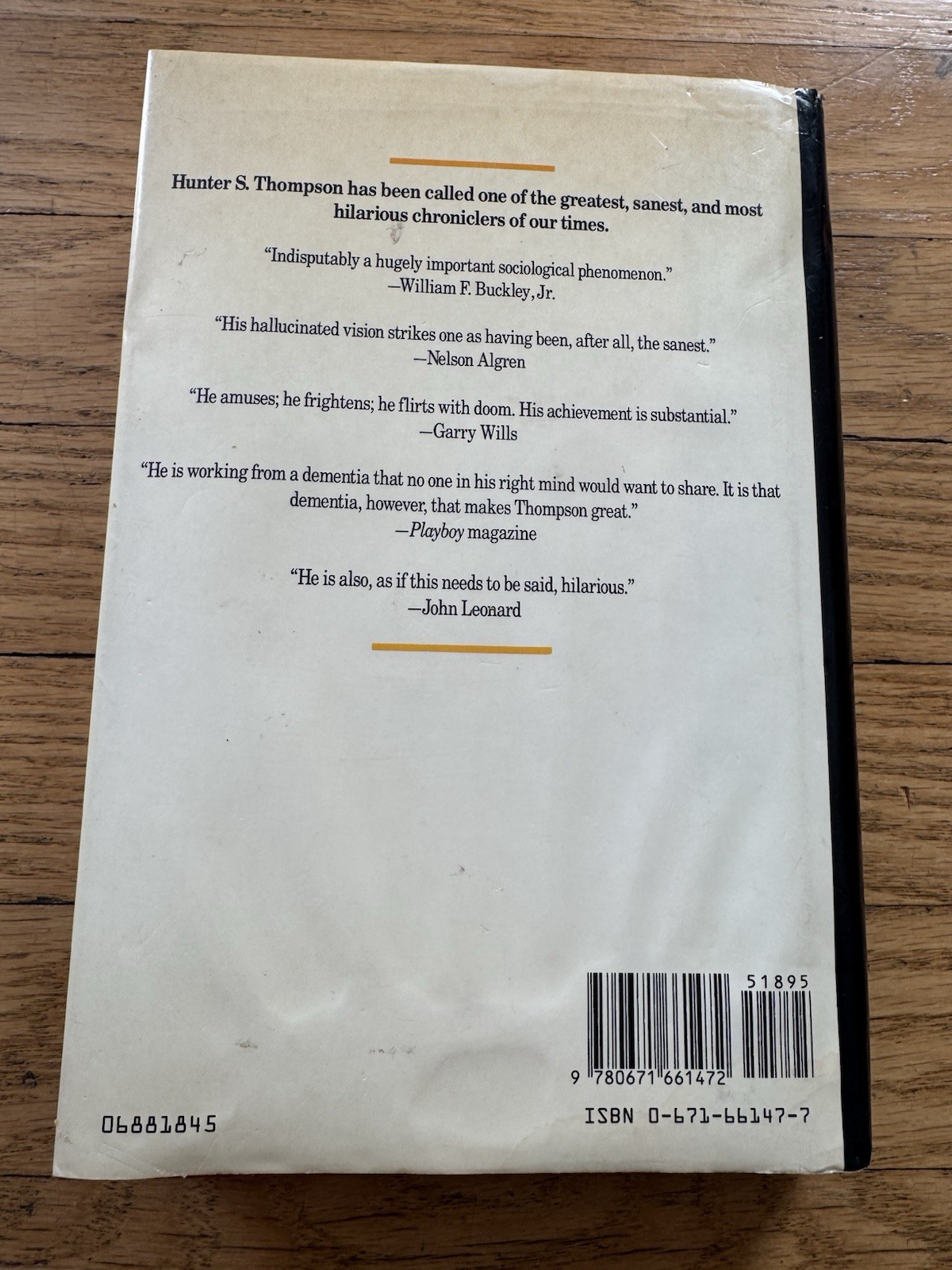 1988 Hunter S Thompson Generation of Swine First Ed. 1st Printing Hardcover DJ