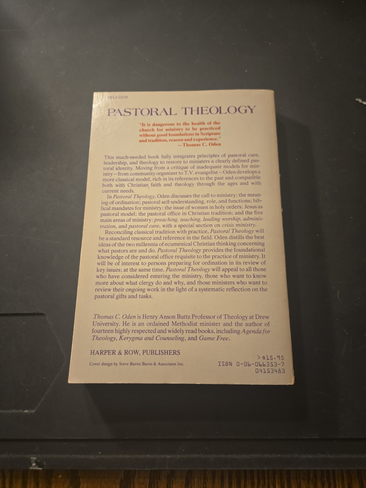 Pastoral Theology: Essentials of Ministry by Dr. Oden, Thomas C: Used