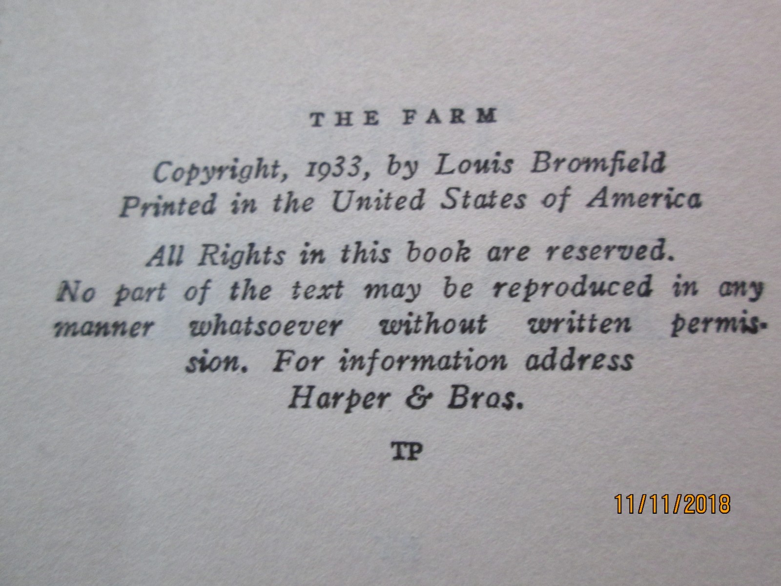 The FARM 1933 Louis BROMFIELD Collier HardCover Book 340 CLEAN PAGES