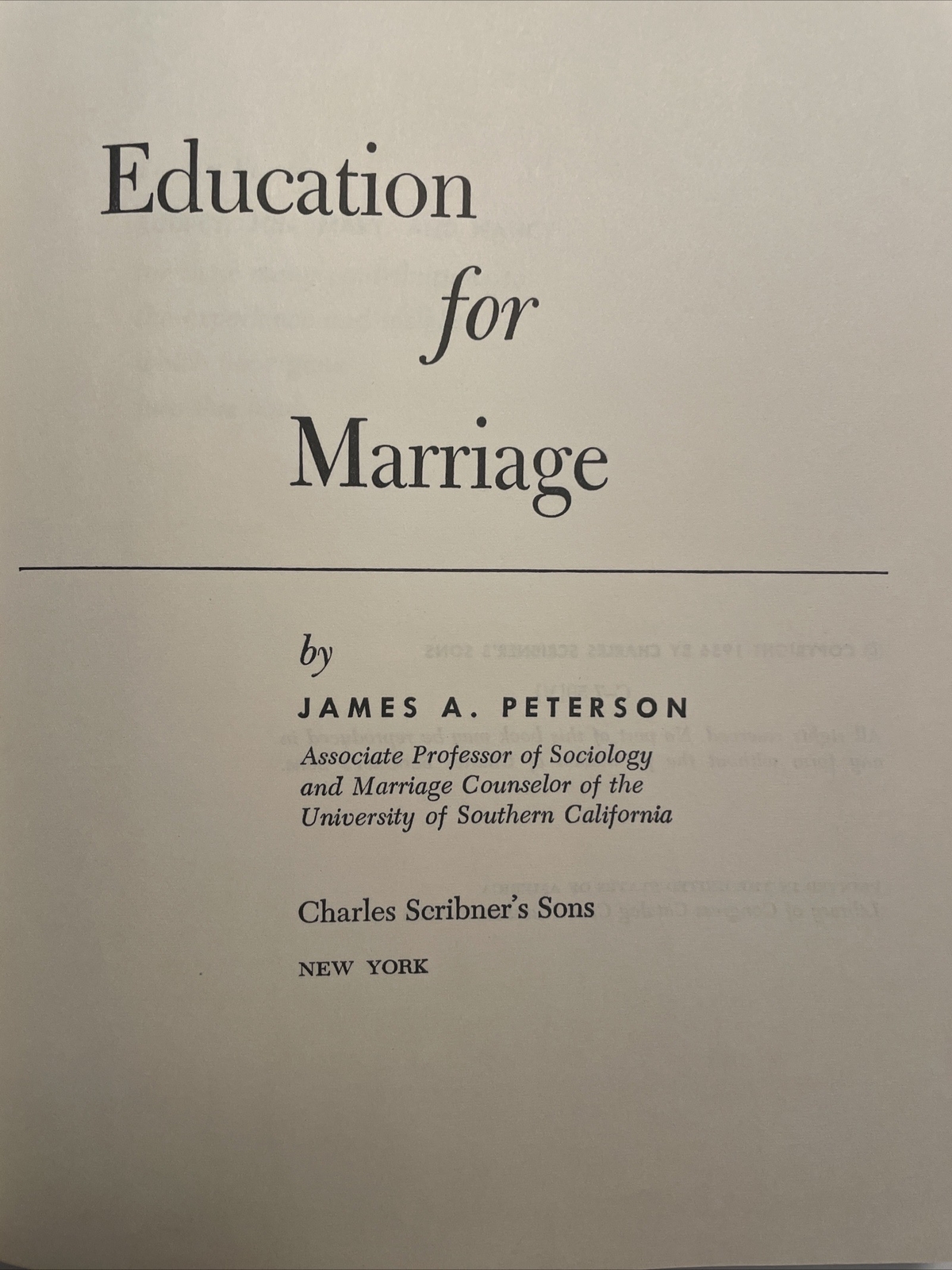 RARE 1956 Education for Marriage James A Peterson 429 Pages