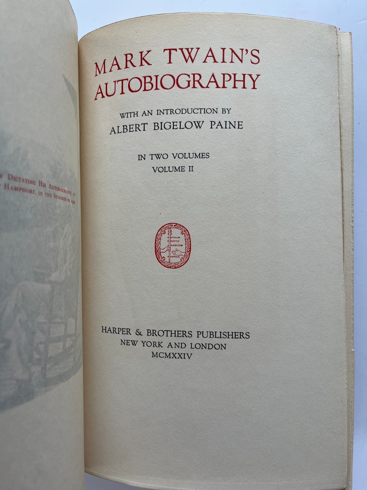 MARK TWAIN ~ Autobiography, 1924, 1st Edition, 2 Vol Set photogravure portraits