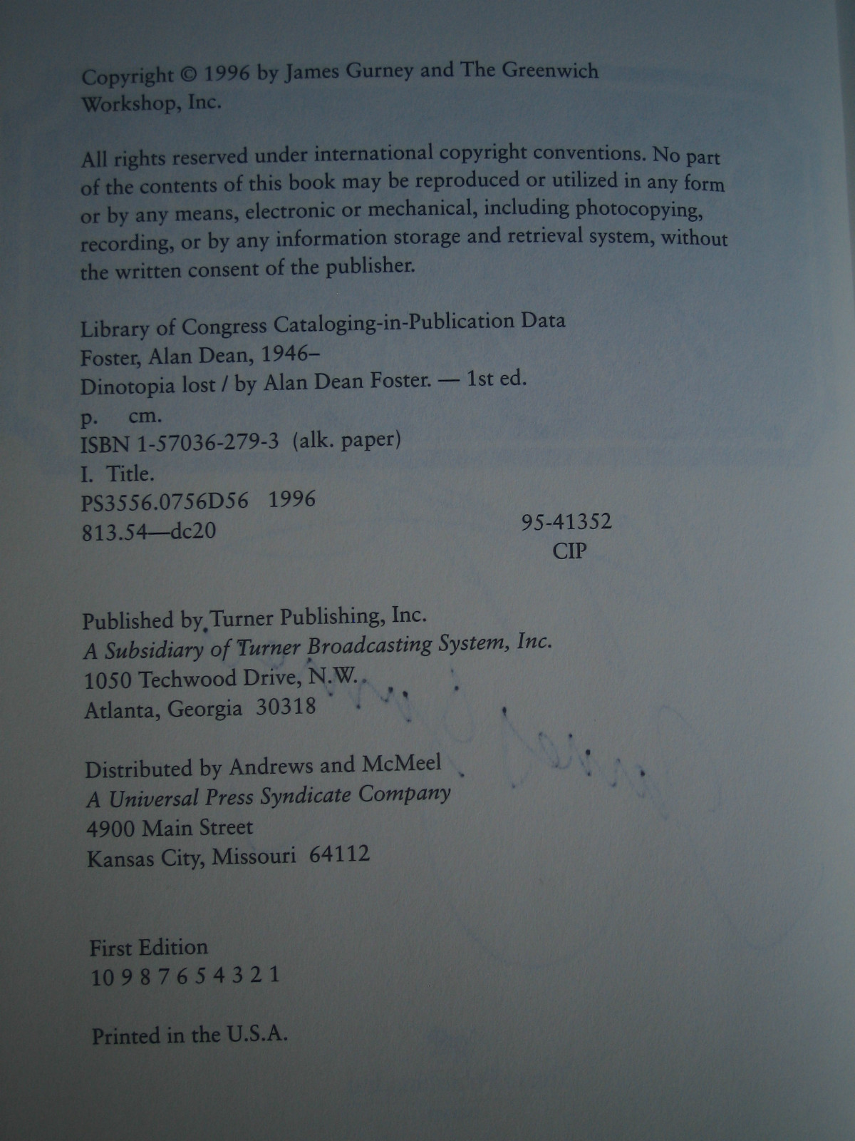 Dinotopia Lost Alan Dean Foster & James Gurney SIGNED 1st/1st 1996 HCDJ Dinosaur