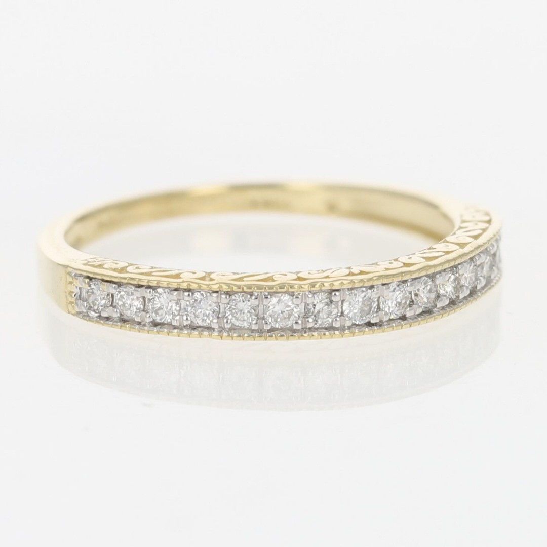 .18ctw Diamond Pavé Milgrain Scroll Wedding Band Ring 14k Yellow Gold Size 6
