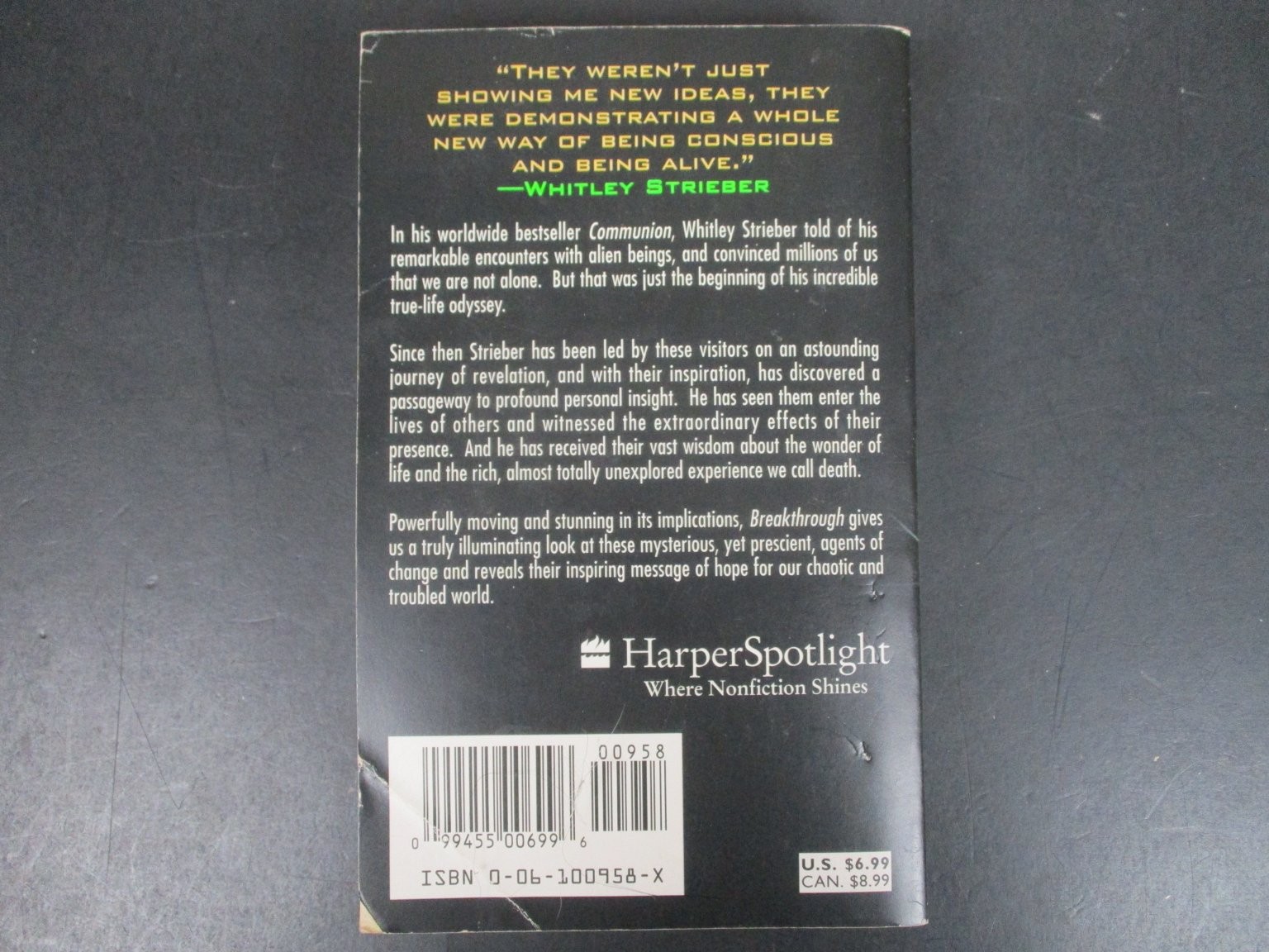 Breakthrough The Next Step Whitley Strieber 1996 First Paperback Printing