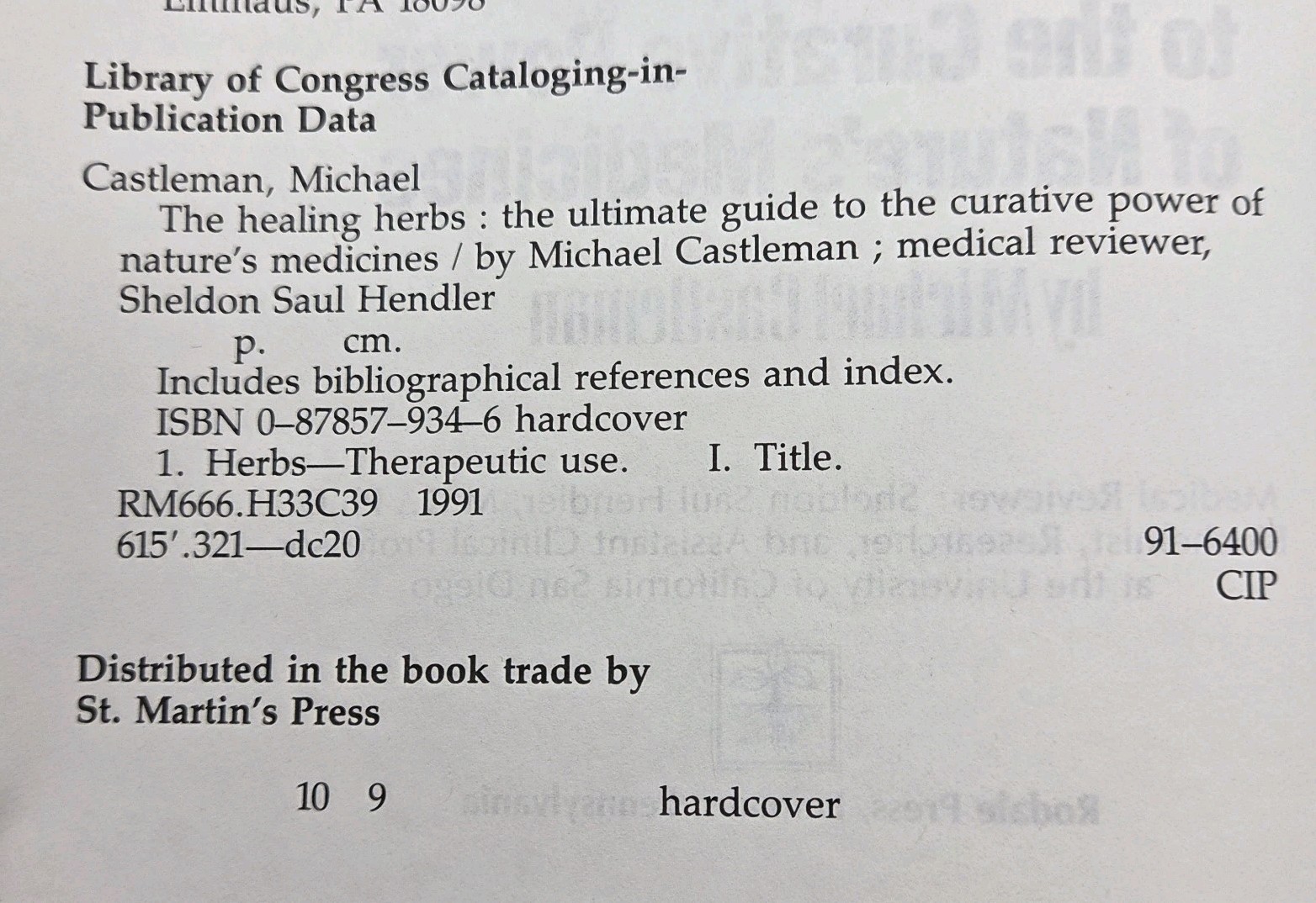 The Healing Herbs by Michael Castleman Ultimate Guide Remedies VTG 1991