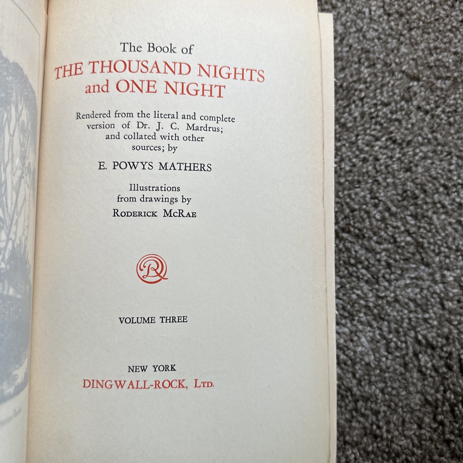 Book of Thousand Nights and One Night 3/8 Vols. 2 3 6 Set E. Powys Mathers 1930