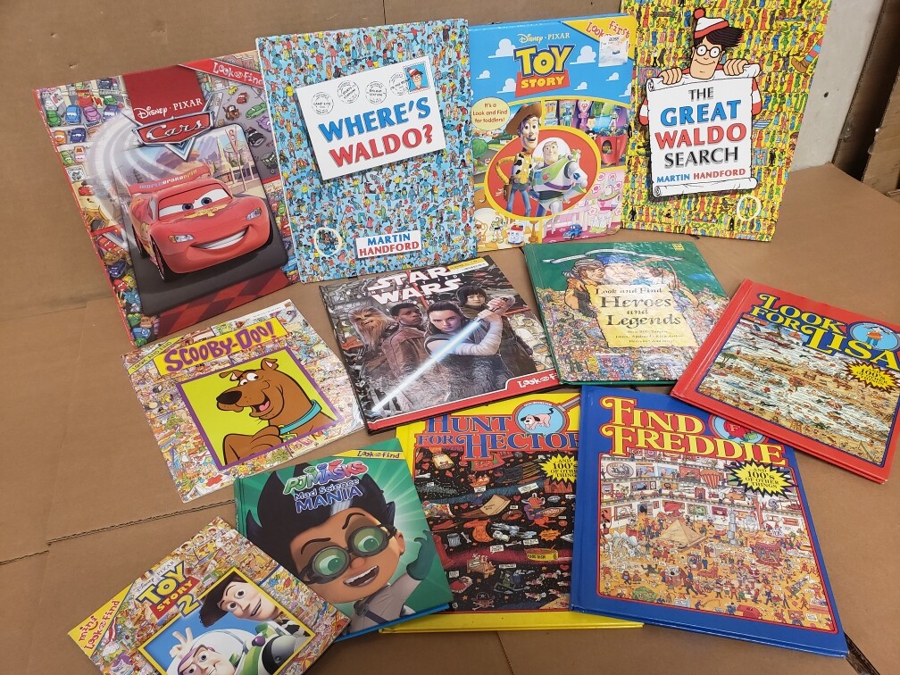 Lot of 10 Look & Find Walt Disney Waldo SpongeBob Pixar Popular Kid Books Random