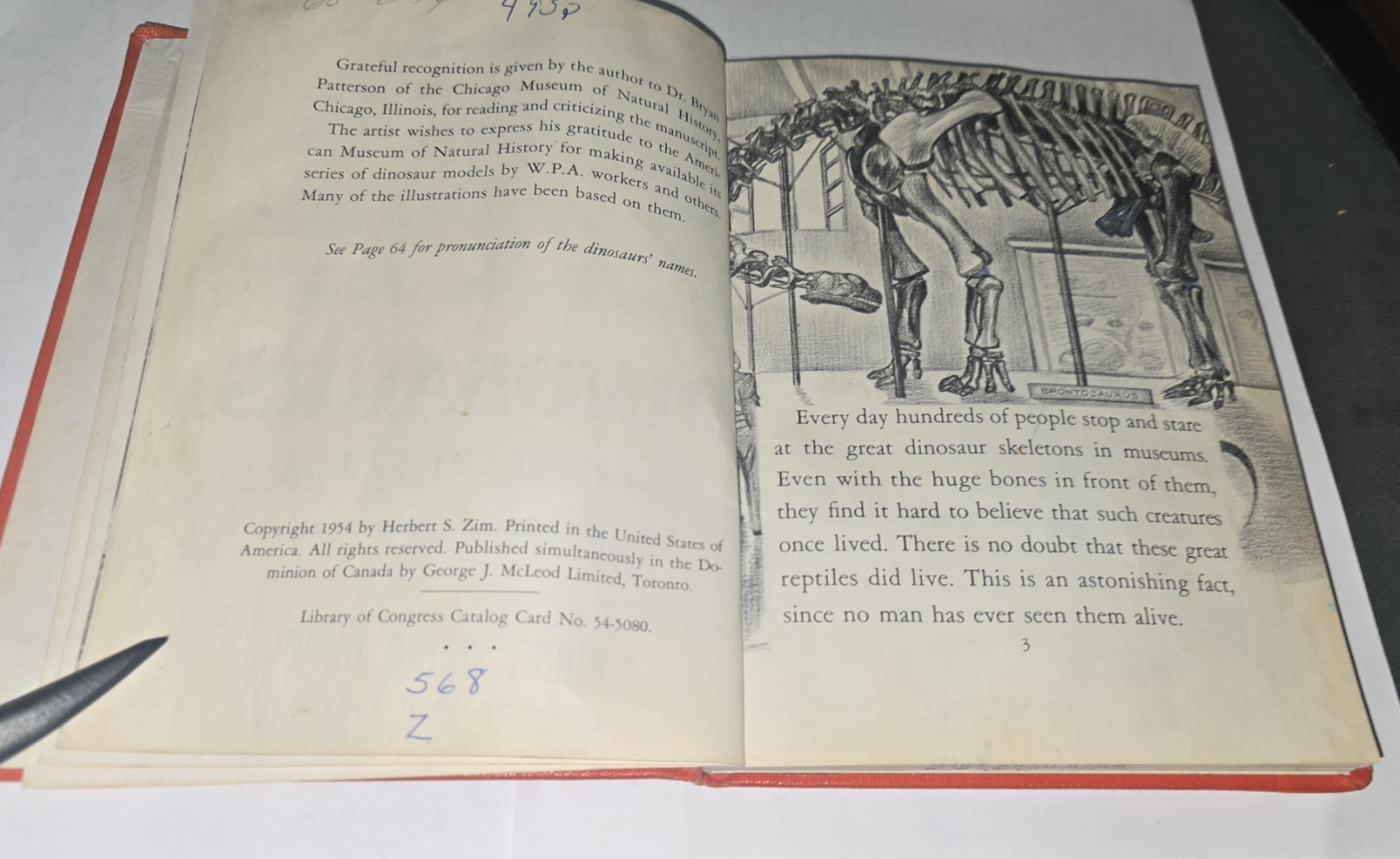 DINOSAURS True First Edition 1954 by Herbert S Zim Hardcover RARE School Library