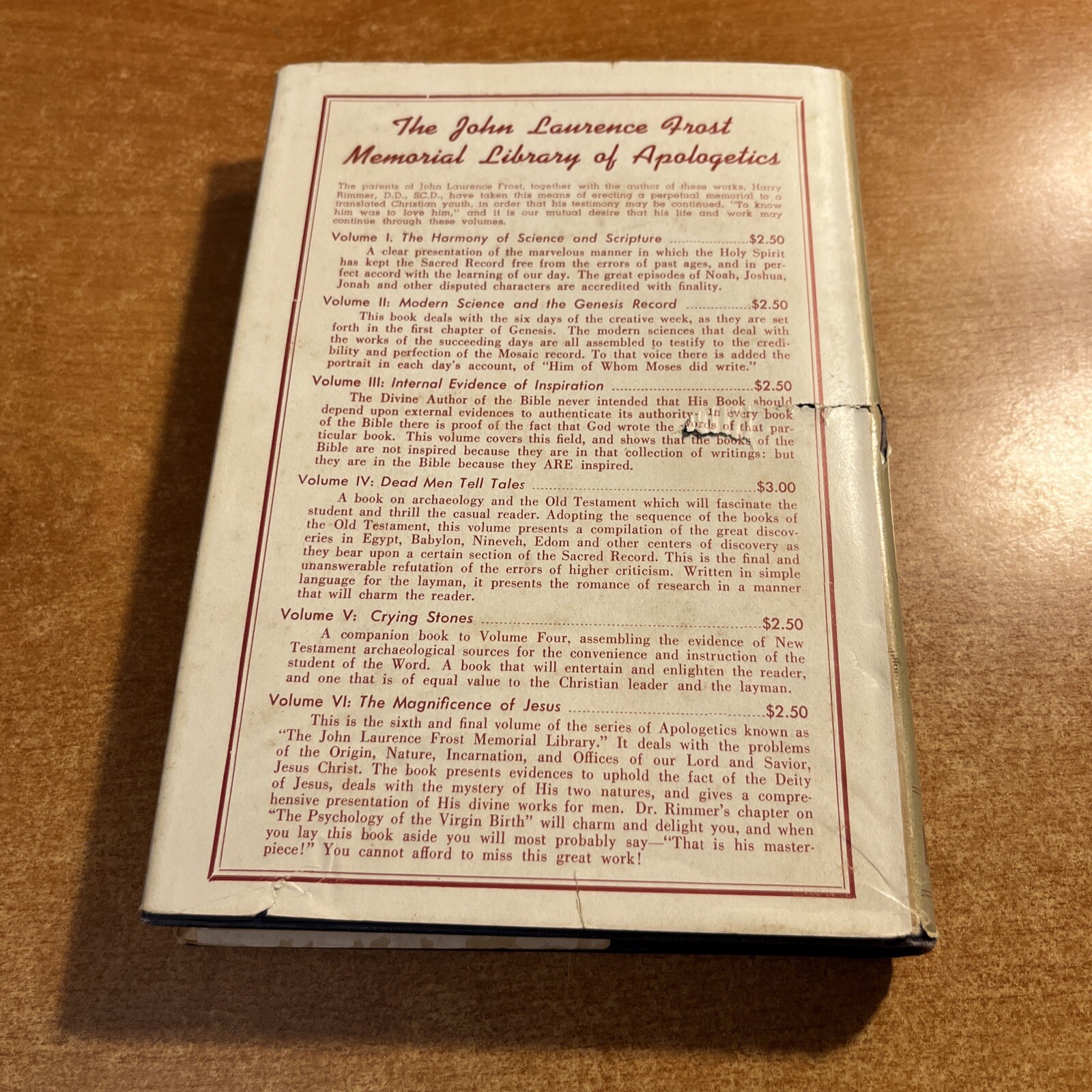 INTERNAL EVIDENCE OF INSPIRATION By Harry Rimmer – HC- RARE DUST JACKET 1946