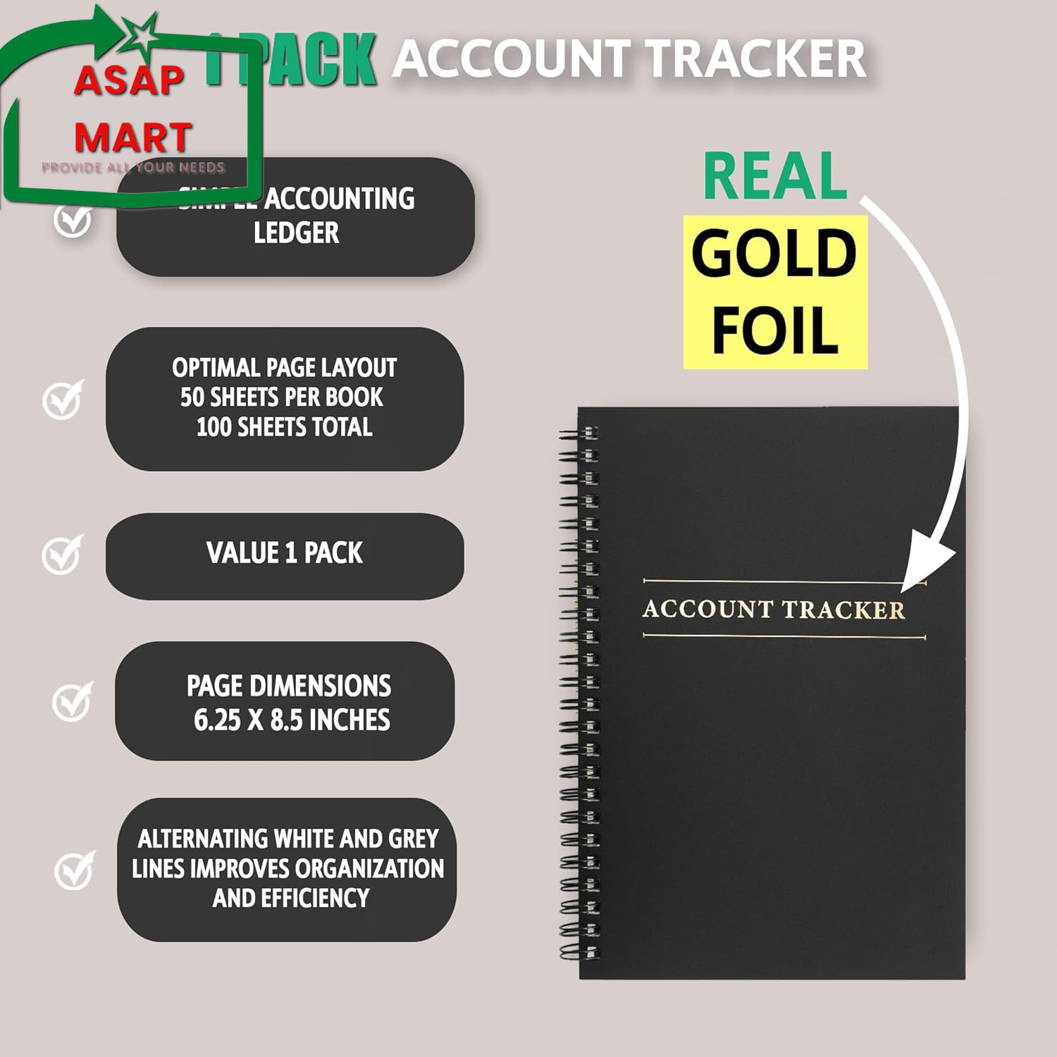 1 Pack Expense Tracker Ledger Book- Finance Book for Home Budget Tracking, Busin