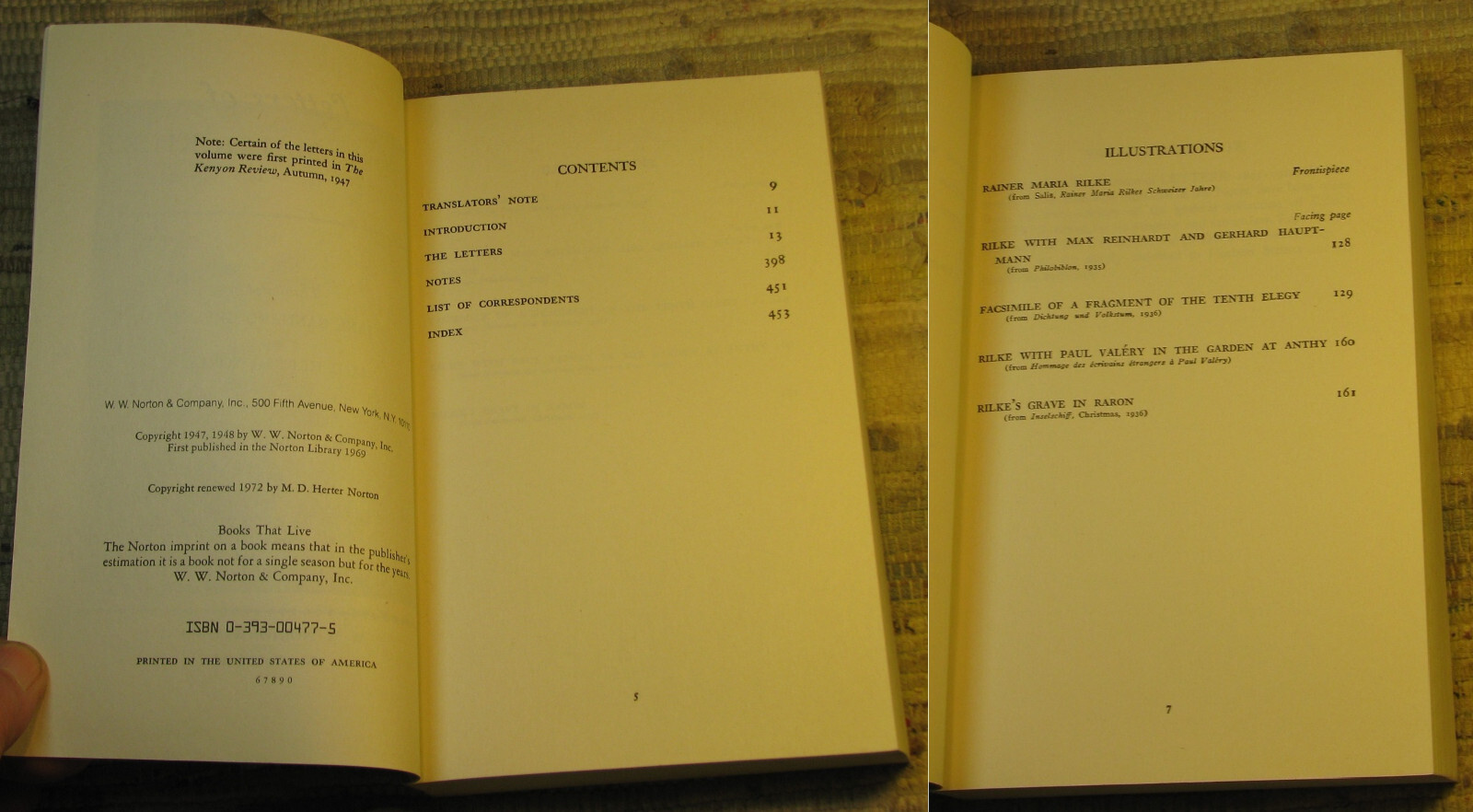 LETTERS OF RAINER MARIA RILKE 1892-1910 & 1910-1926 ©1972 Norton Library Paperba