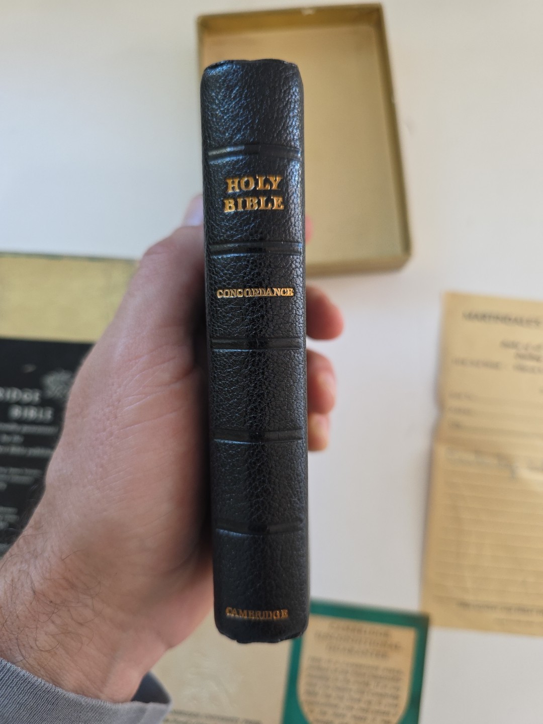 Vintage Cambridge Crystal Bible KJV Compact Superfine Black Morocco Leather