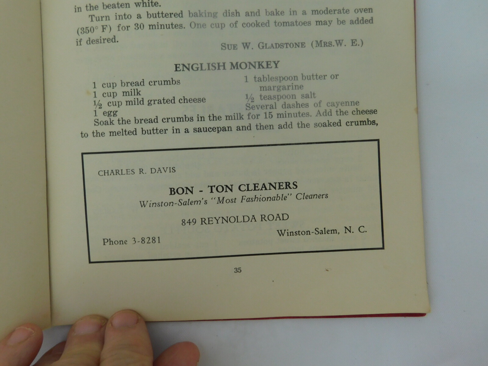 What’s Cookin’? 1948 1st ED. Winston-Salem Woman’s Club Cookbook