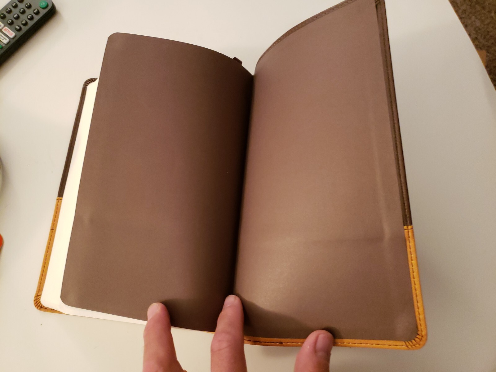 NIV Holy Bible Large Print Chocolate / Amber Duo Tone Brown Leather Cover Church