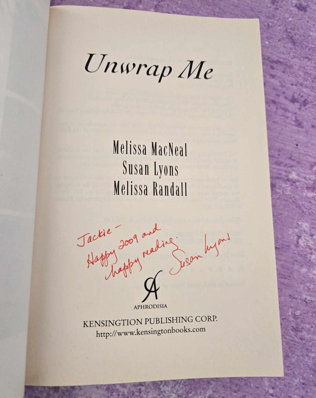 Unwrap Me by Melissa MacNeal Susan Lyons Melissa Randall SIGNED Erotica Fiction