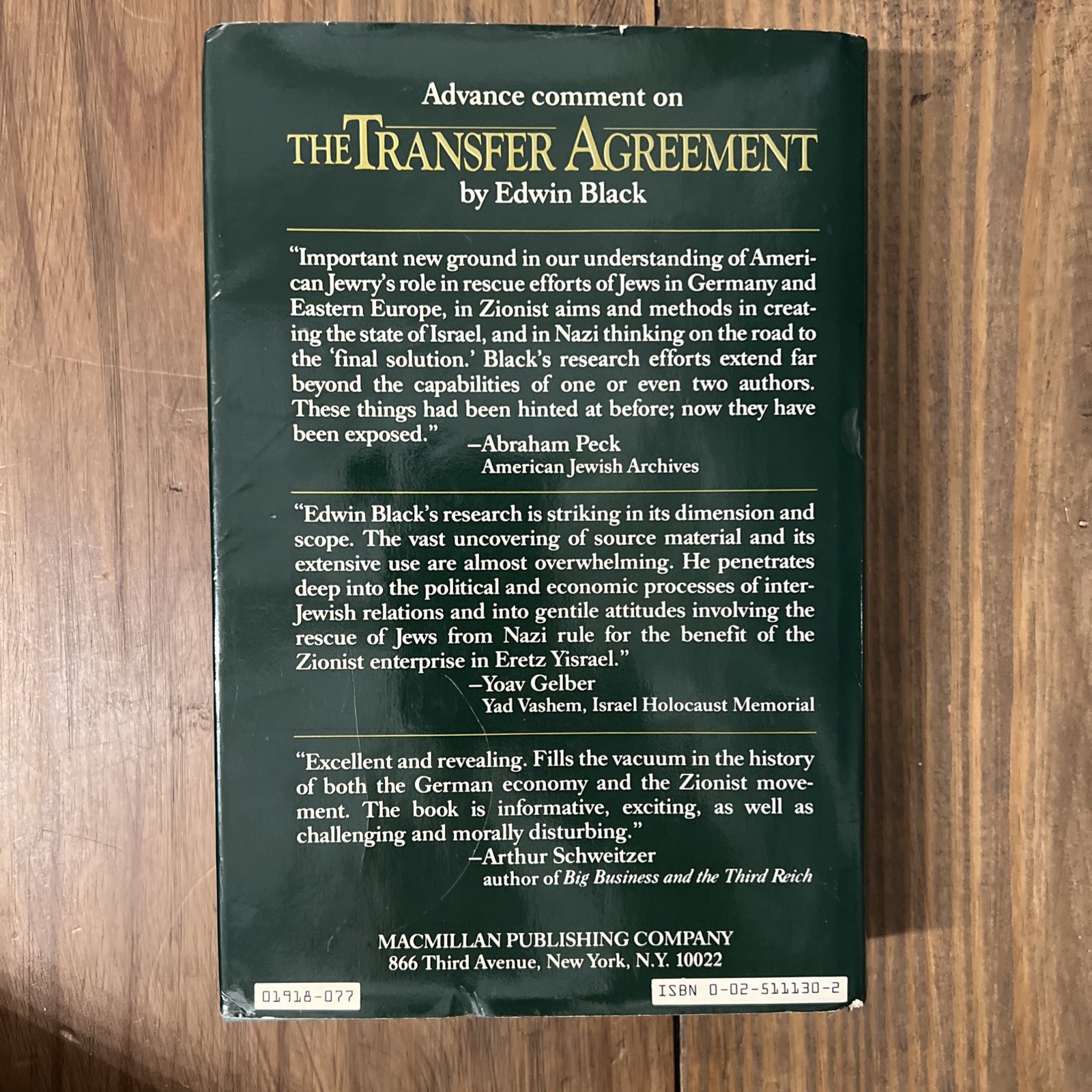 The Transfer Agreement Edwin Black 1984 First Edition Jewish History SIGNED