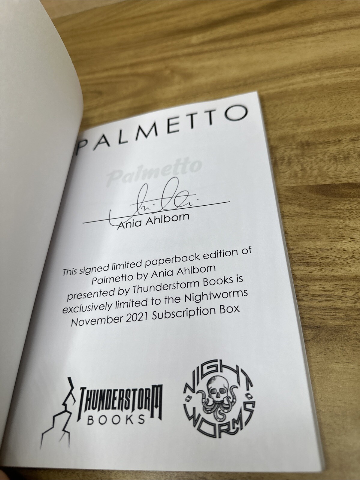PALMETTO Ania Ahlborn Signed Limited Edition Thunderstorm Books 2021 horror