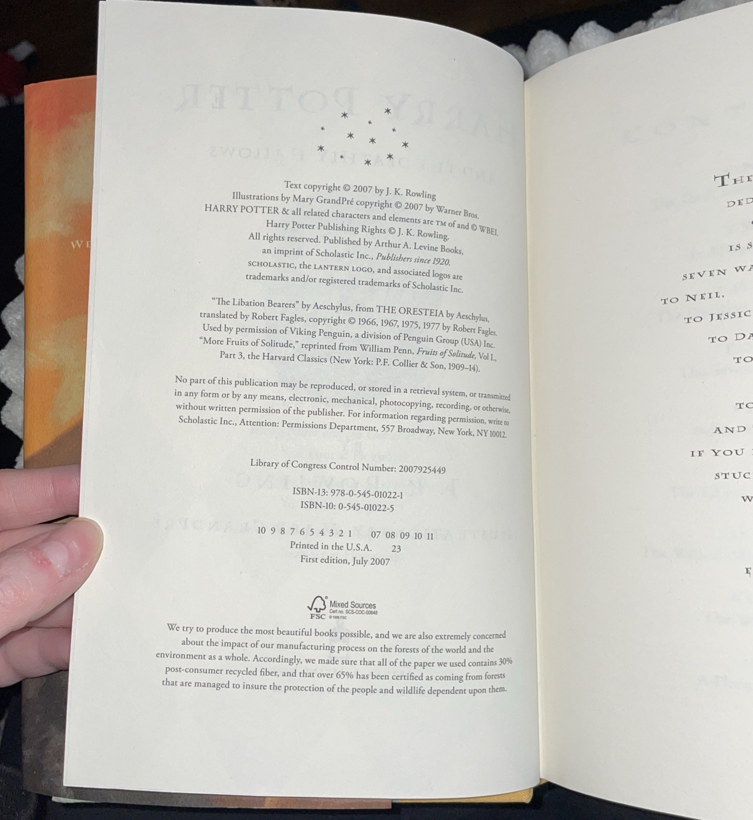 Harry Potter and the Deathly Hallows J.K. Rowling 1st/1st 2007 RARE Page Errors