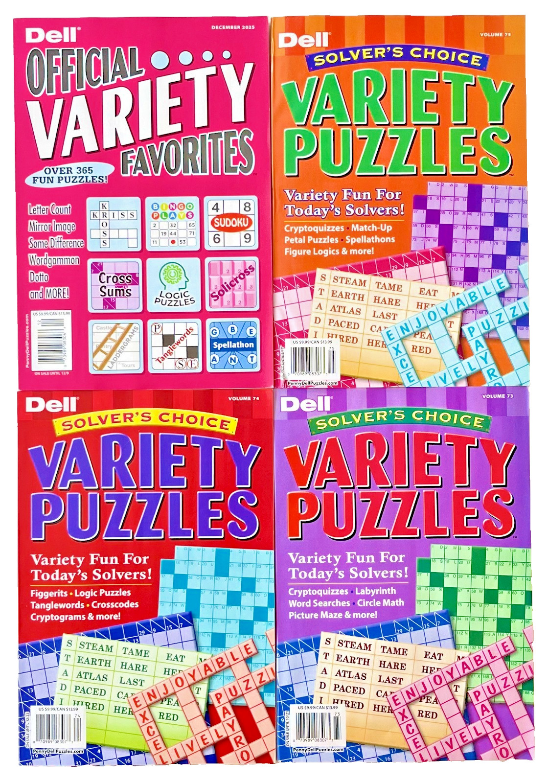 NEW Lot 4 Penny Press Dell Variety Solver’s Choice & Official Puzzle Books