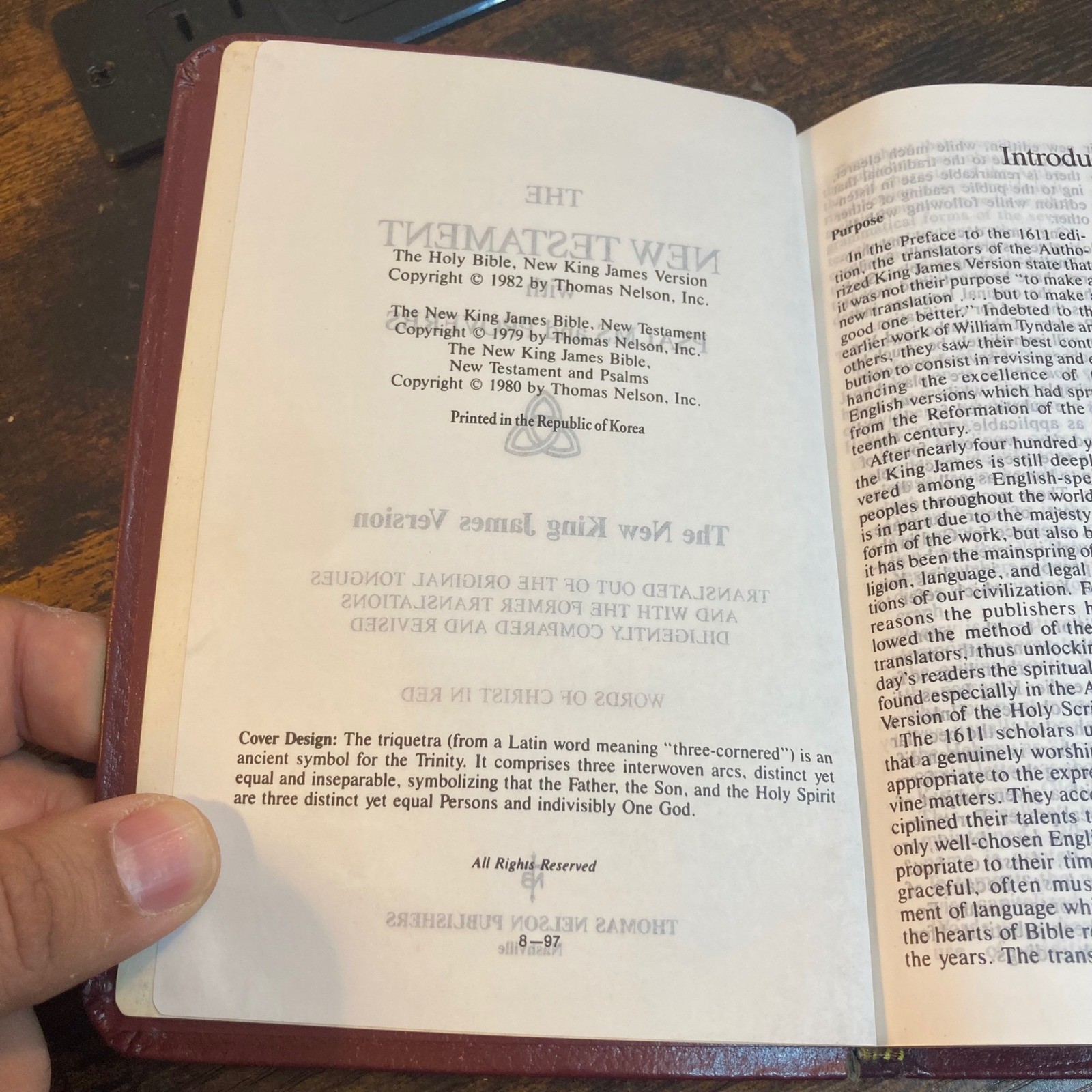 NKJV New Testament Bible Bonded Leather Psalms Prov. Thomas Nelson Burgundy 1982