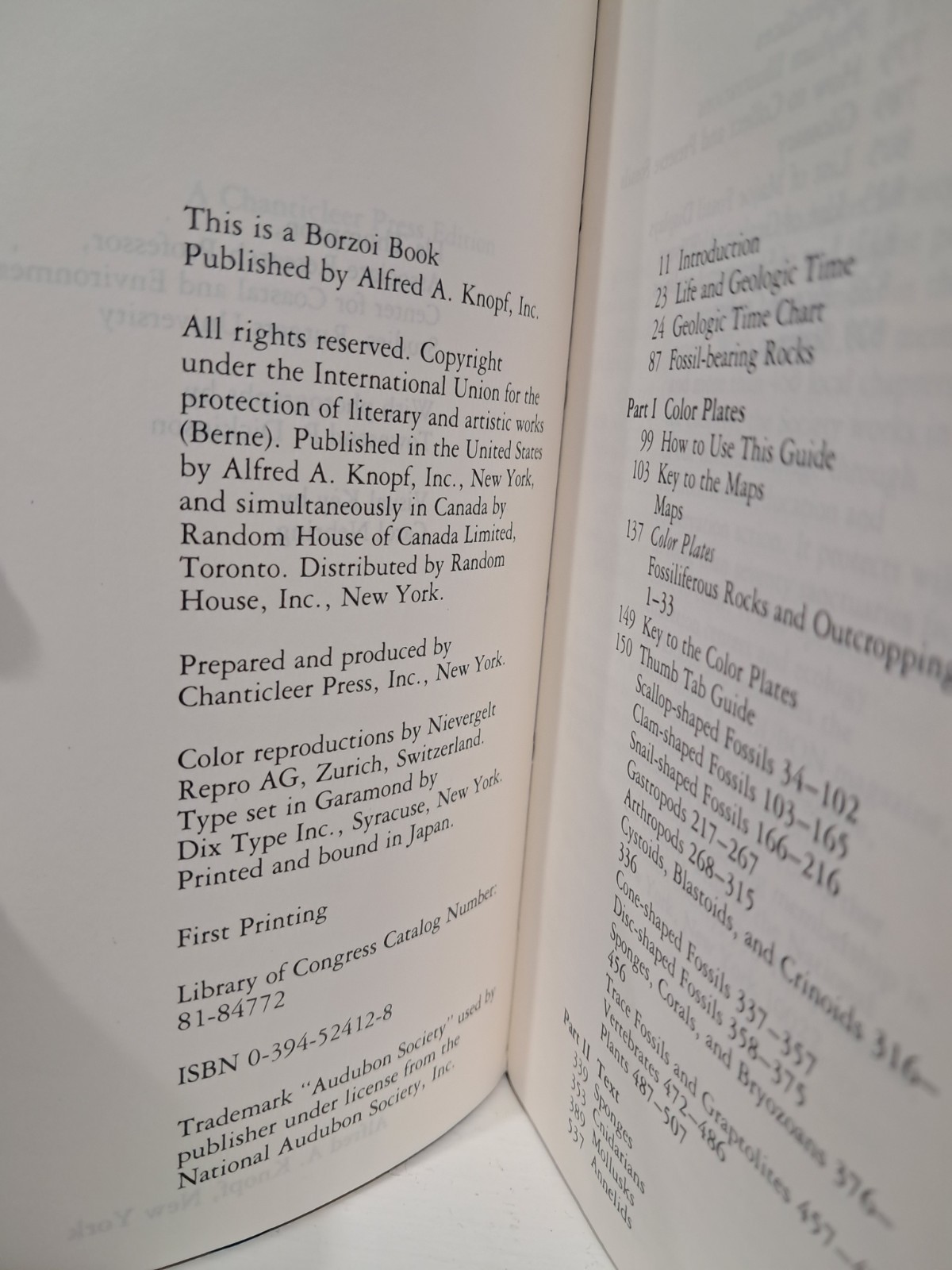 National Audubon Society Field Guide to North American Fossils FIRST PRINTING
