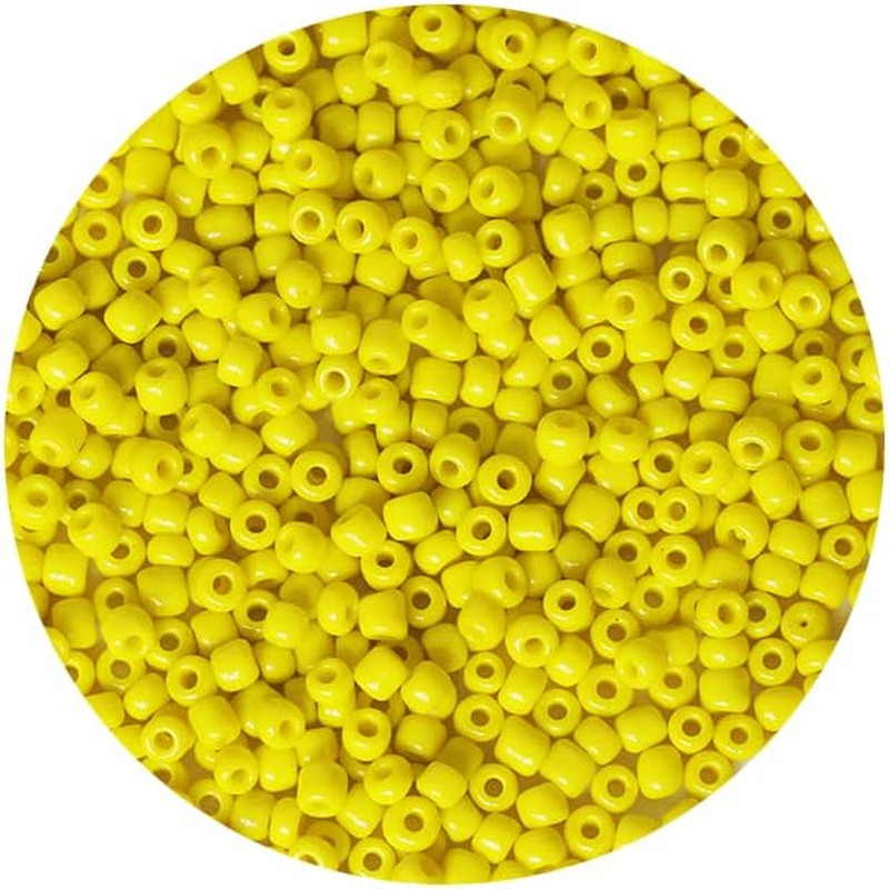 Opaque Yellow Color 4mm Seed Beads About 1200pcs/100Grams in Bag, 6/0 Glass Craf